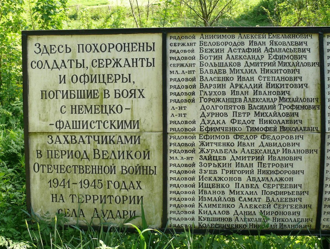 Братская могила в с. Дудари Мироновского района