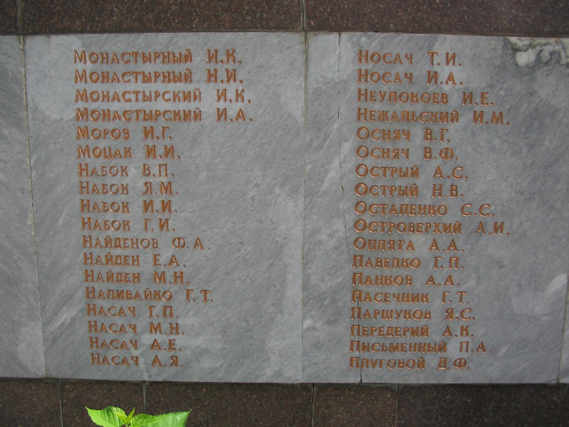 Памятник воинам-землякам в центральном парке пгт. Васильковка