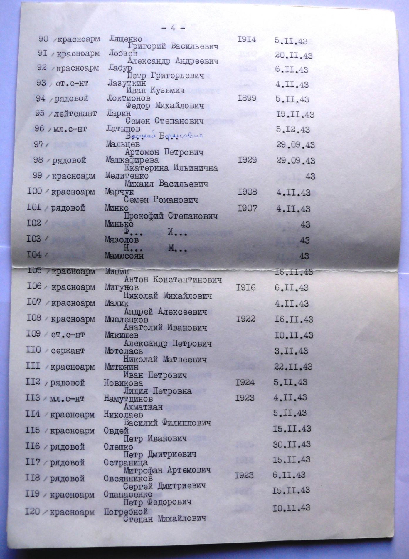 Паспорт захоронения в центре пгт. Дымер