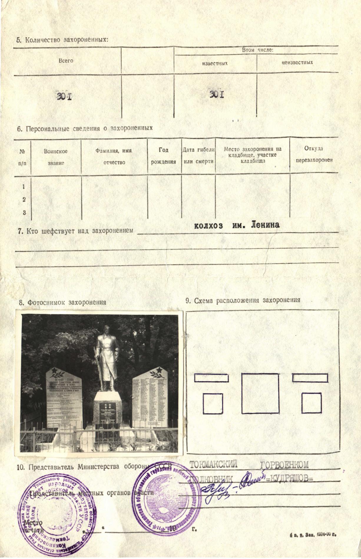 Братская могила в с. Новолюбимовка Токмакского района