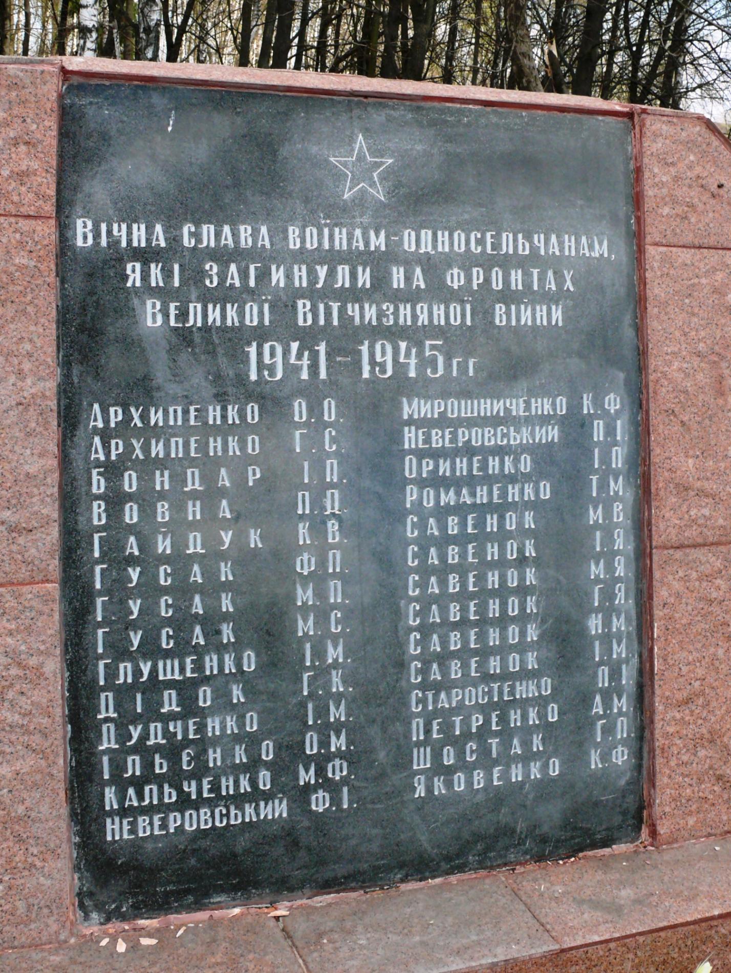 Памятник воинам-односельчанам на х. Дмитровка (с. Петровское) Вышгородского района
