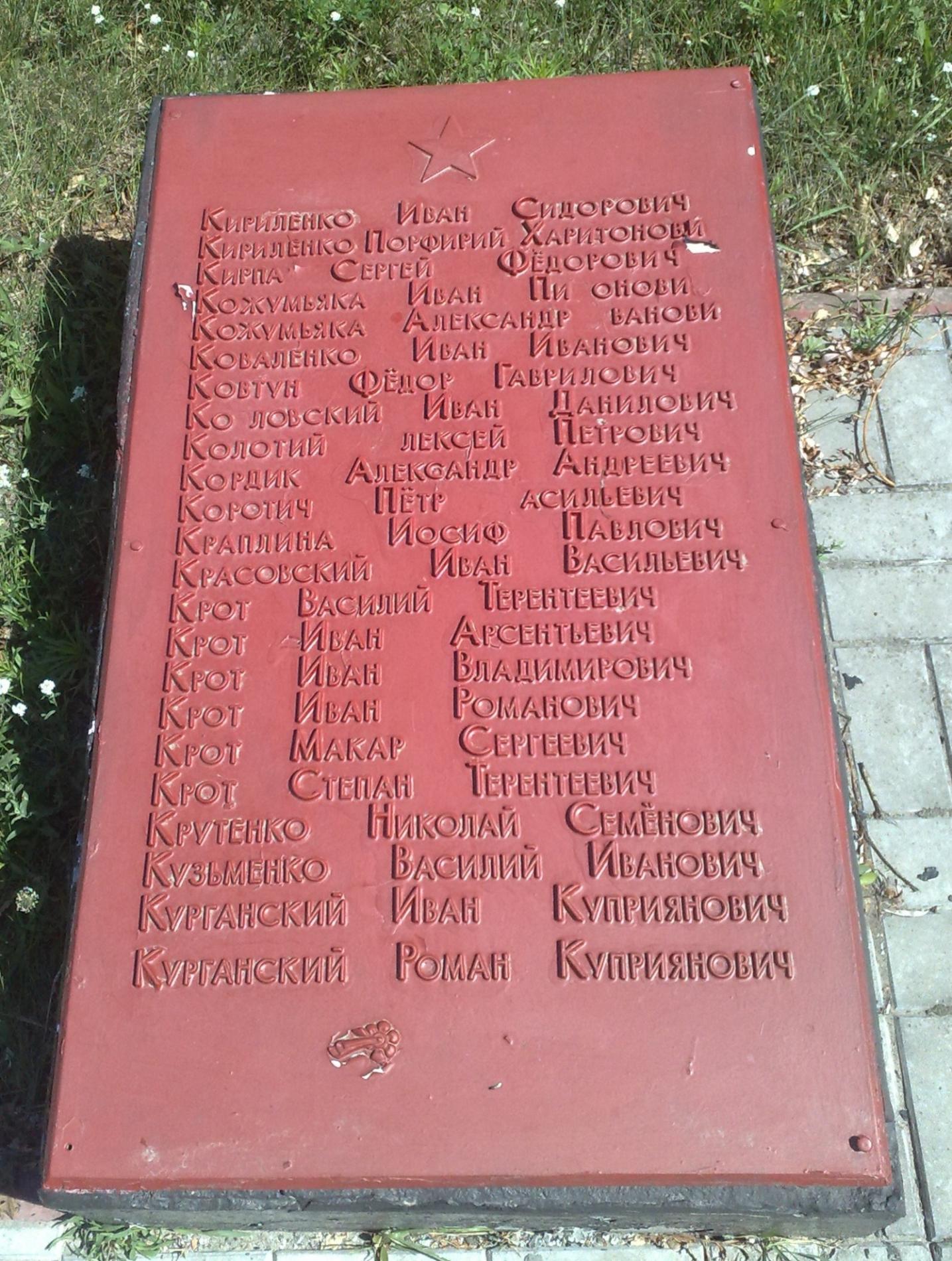 Памятник воинам-односельчанам в с. Каменные Потоки Кременчугского района