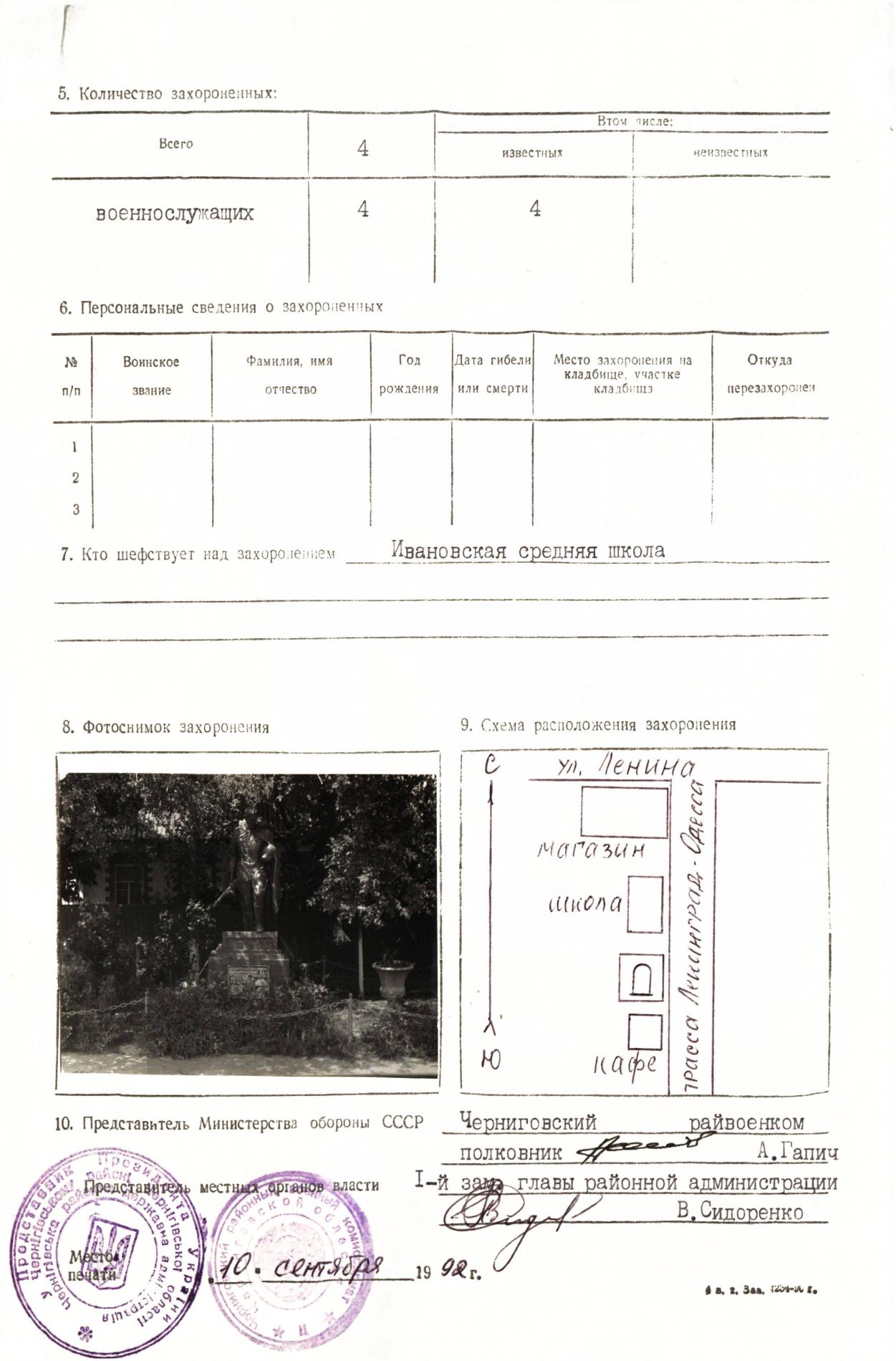 Братская могила в с. Ивановка Черниговского района Черниговской обл. 