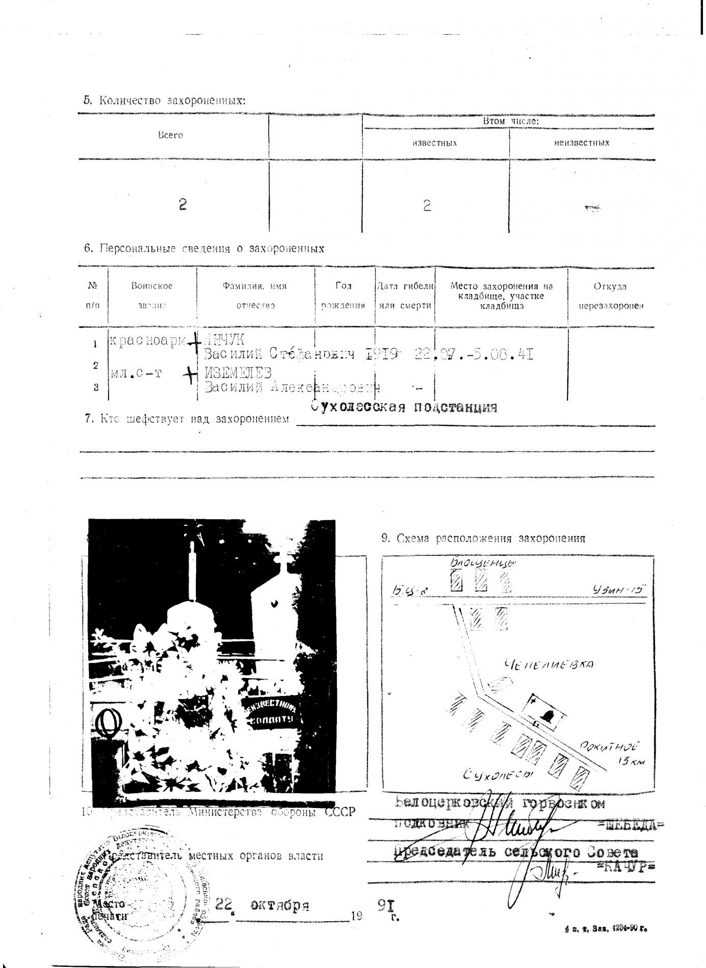 Братская могила на сельском кладбище в с. Сухолесы Белоцерковского района
