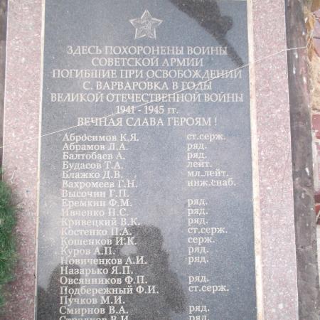 Братская могила в с. Варваровка Александровского района