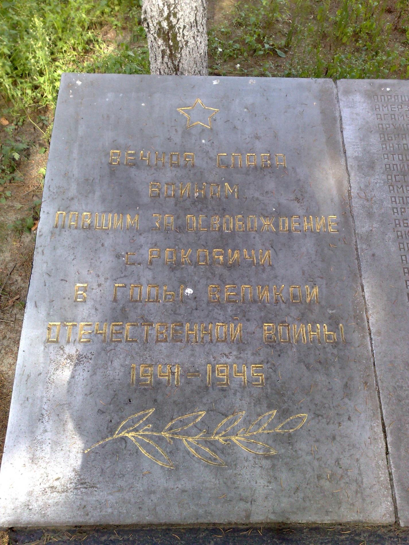Братская могила в с. Раковичи Радомышльского района
