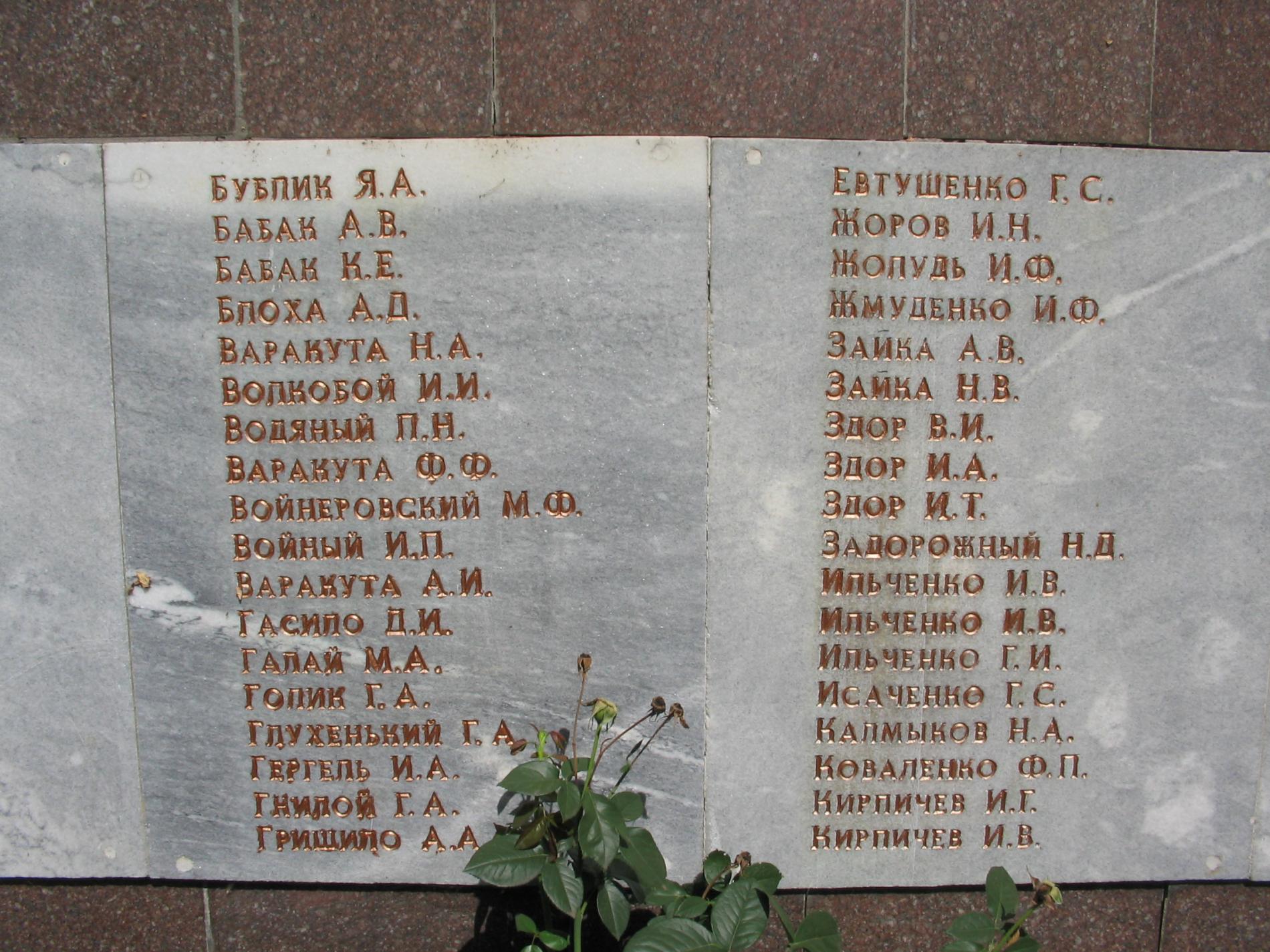 Памятник воинам-землякам в центральном парке пгт. Васильковка