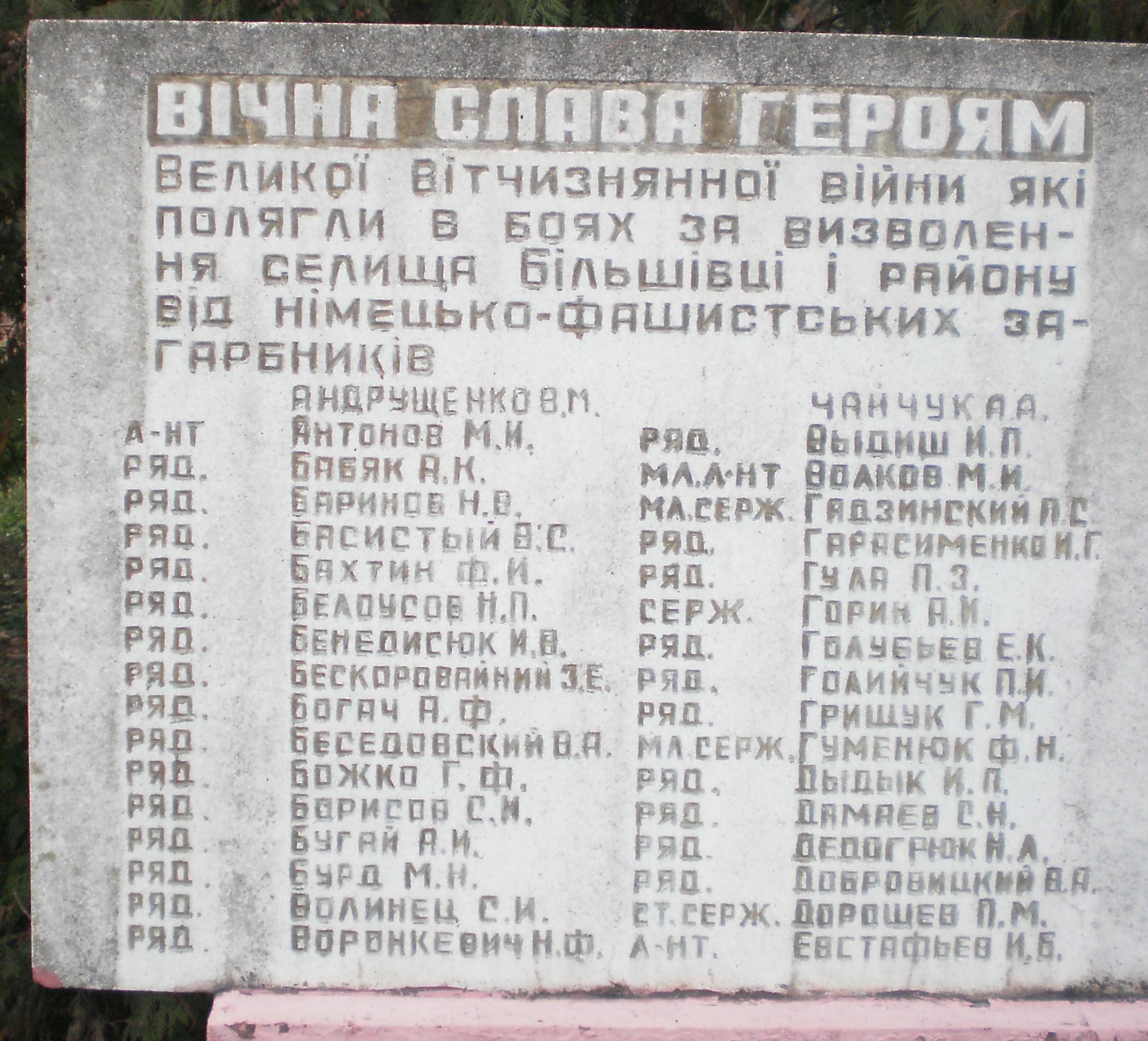Братская могила в пгт. Большовцы Галицкого района