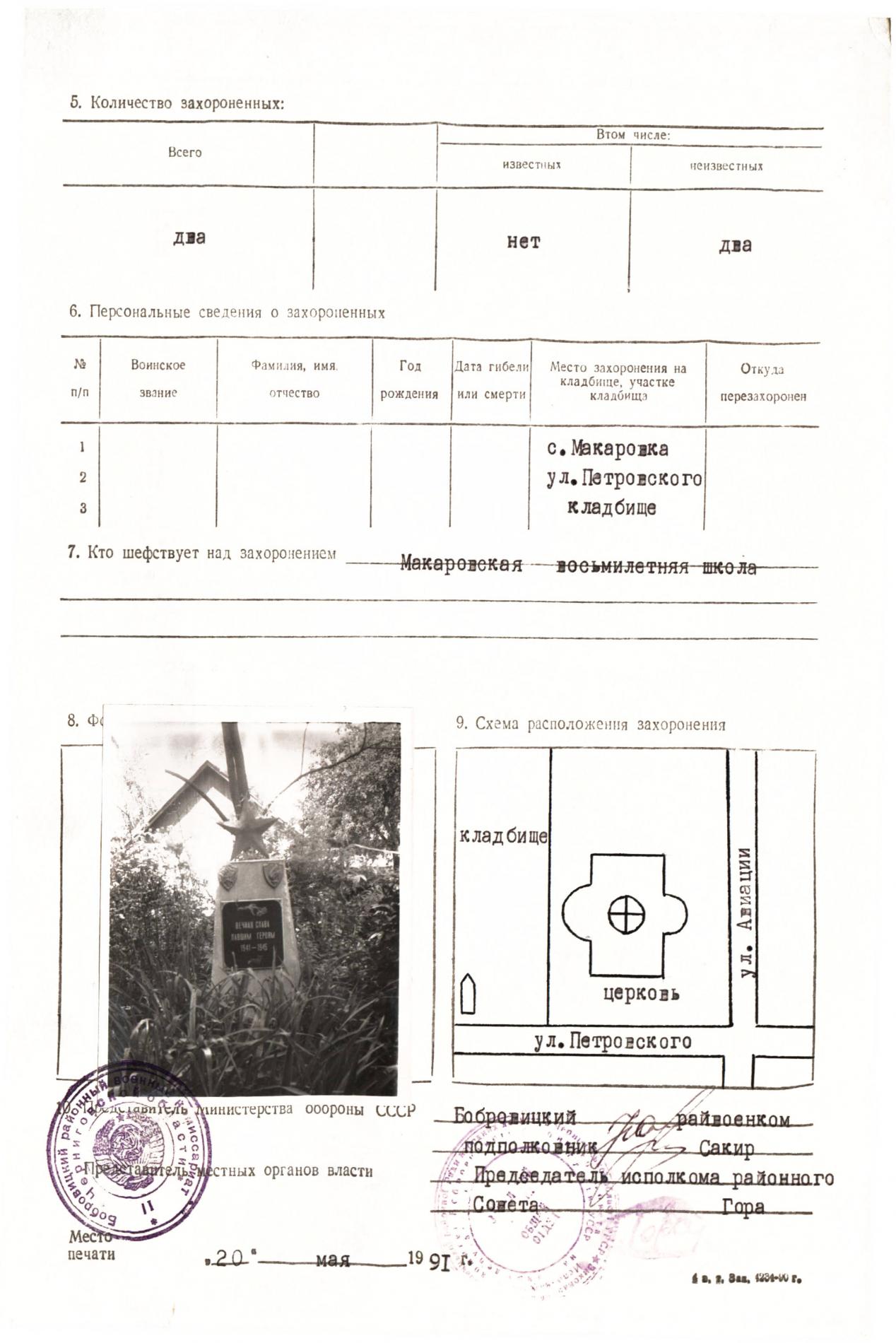 Братская могила в с. Макаровка Бобровицкого района