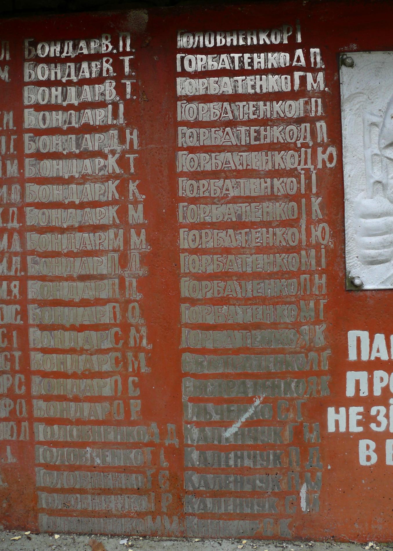 Памятник односельчанам в с. Парышев, Чернобыльская зона отчуждения