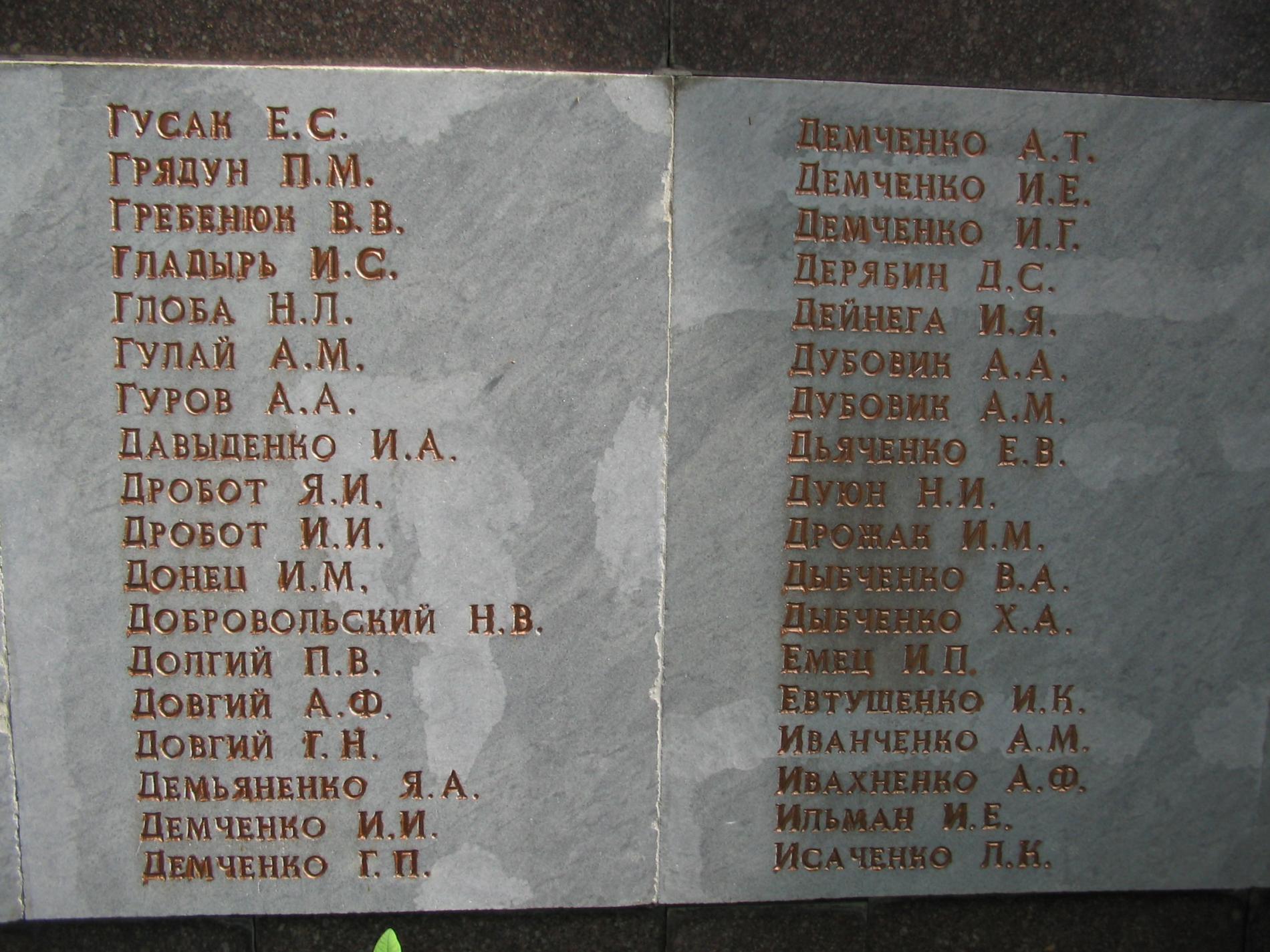 Памятник воинам-землякам в центральном парке пгт. Васильковка