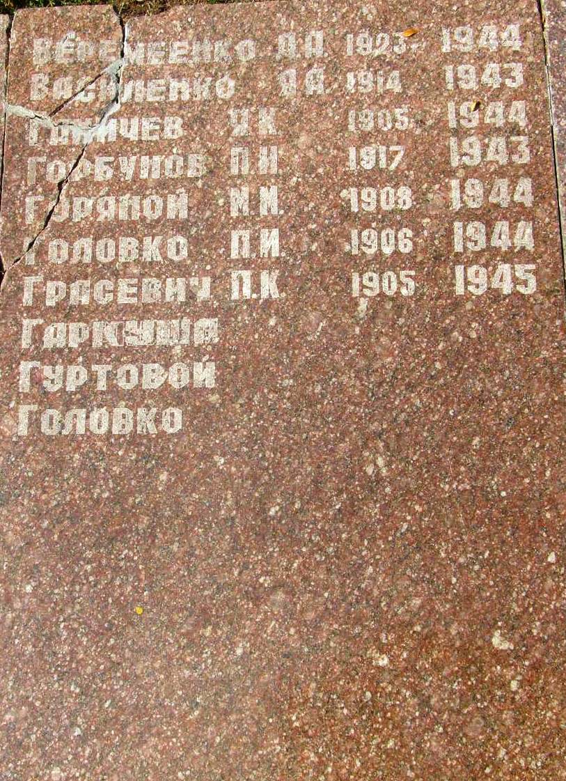 Памятная плита землякам в г. Пятихатки Днепропетровской обл.