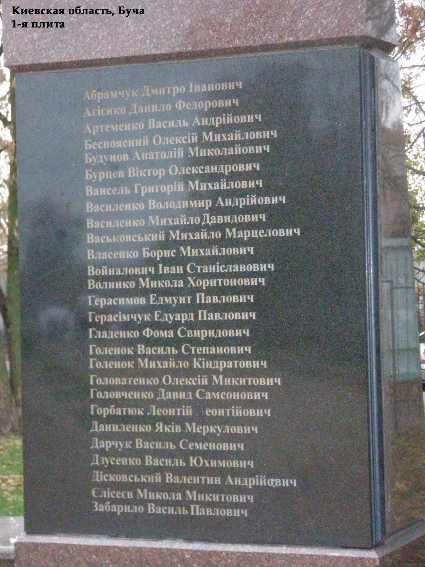 Памятник Воинам ВОВ - Киевская область, г. Буча