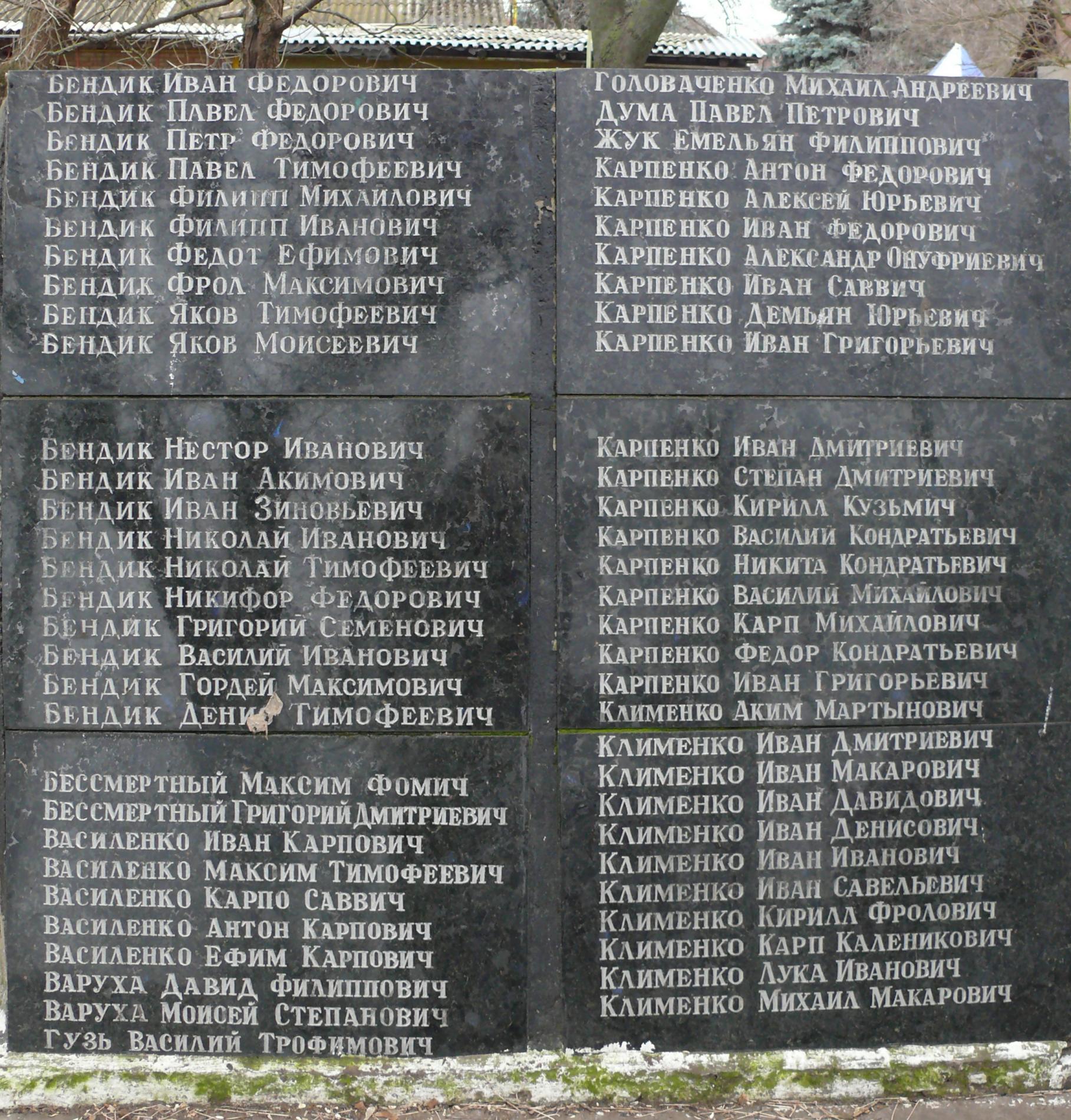 Памятник воинам-односельчанам у школы в с. Низшая Дубечня Вышгородского района