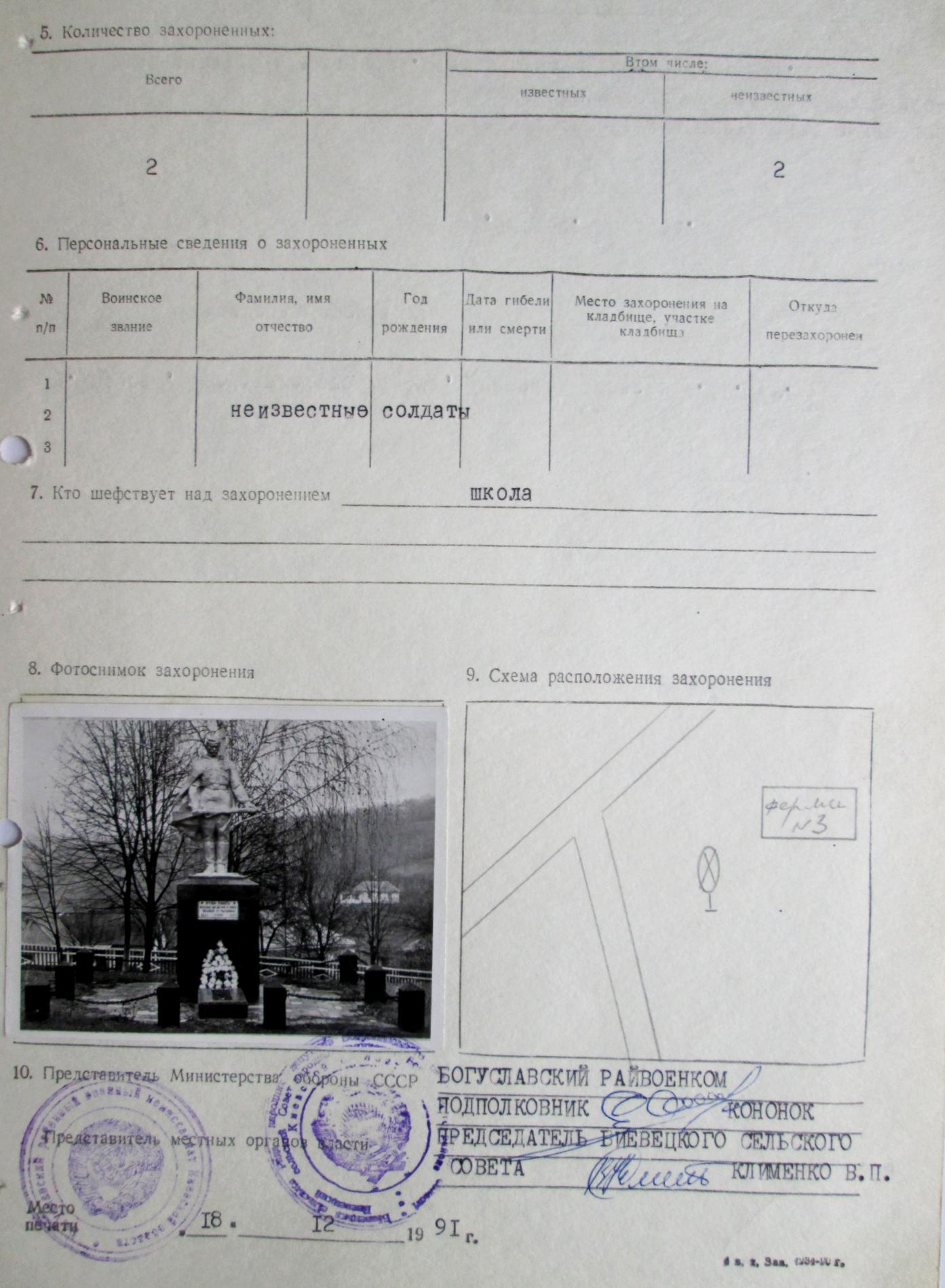 Братская могила в с. Мамоты Богуславского района