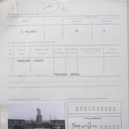 Паспорт захоронения в c. Кислечеватое Томаковского района
