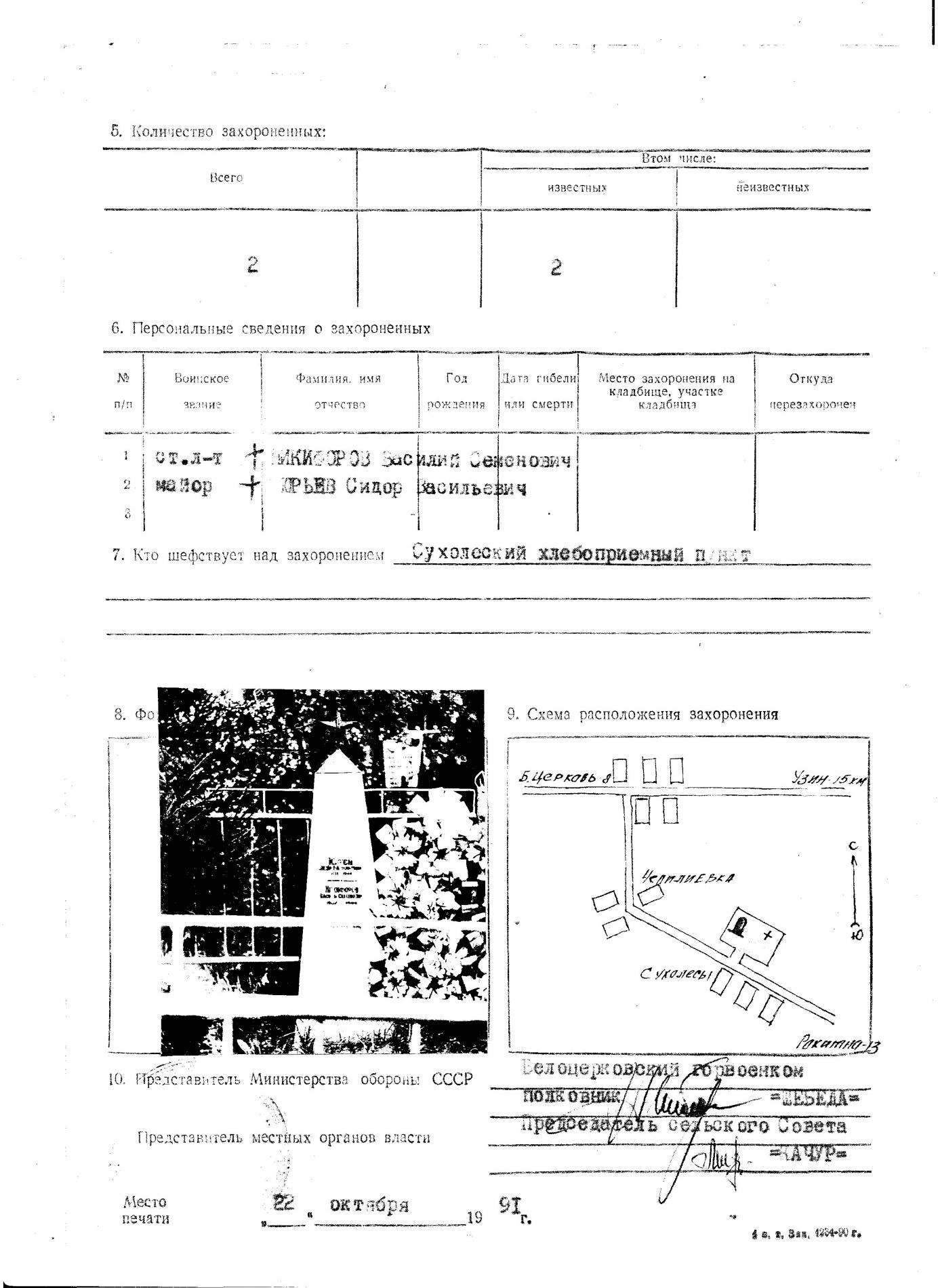 Братская могила в центре кладбища в с. Сухолесы Белоцерковского района