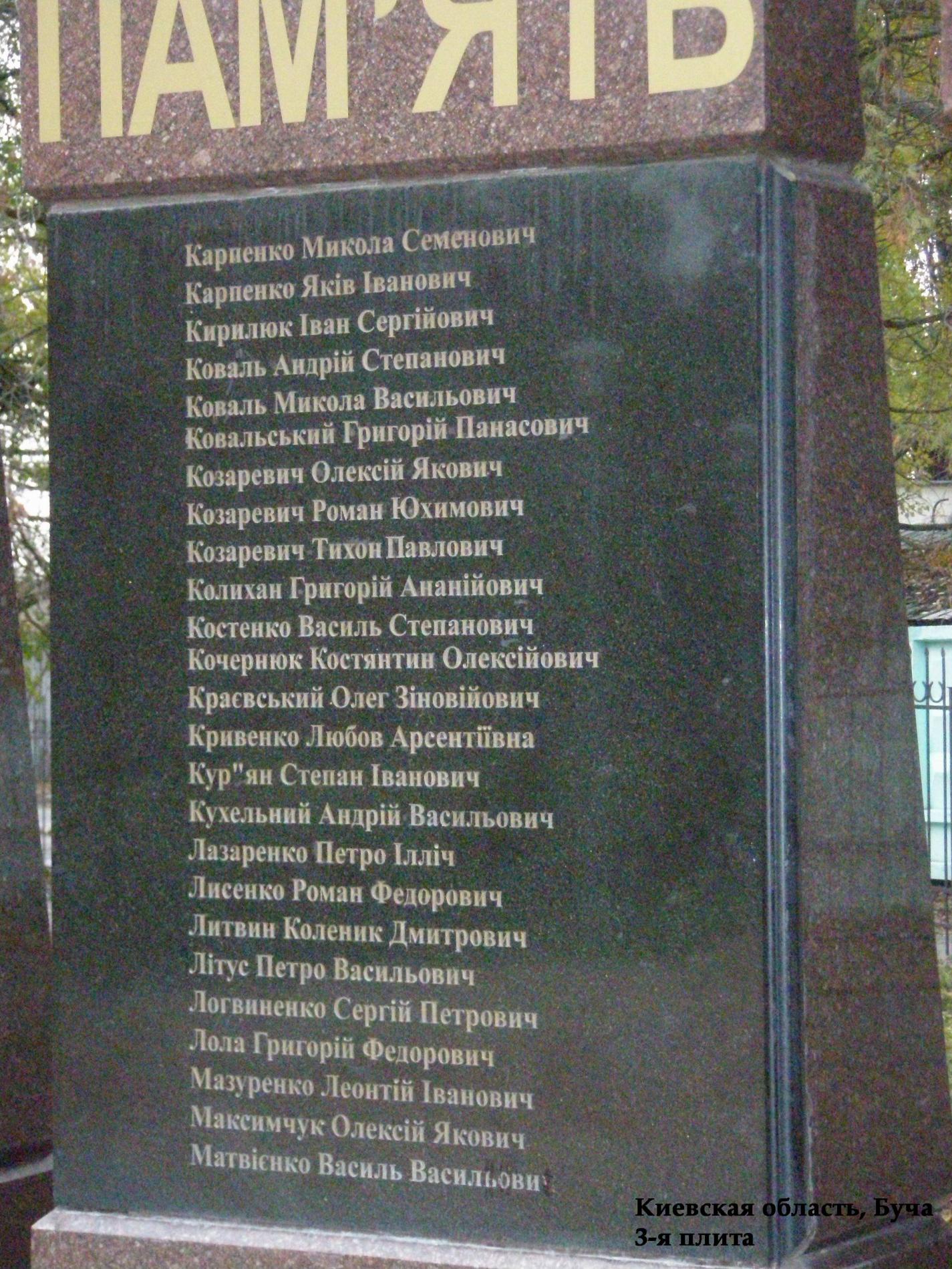 Памятник Воинам ВОВ - Киевская область, г. Буча