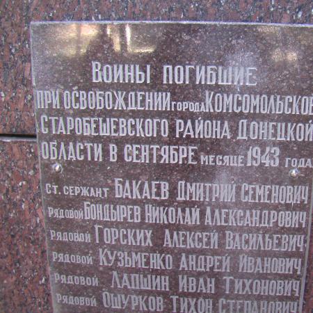 Братская могила в г. Комсомольское Старобешевского района