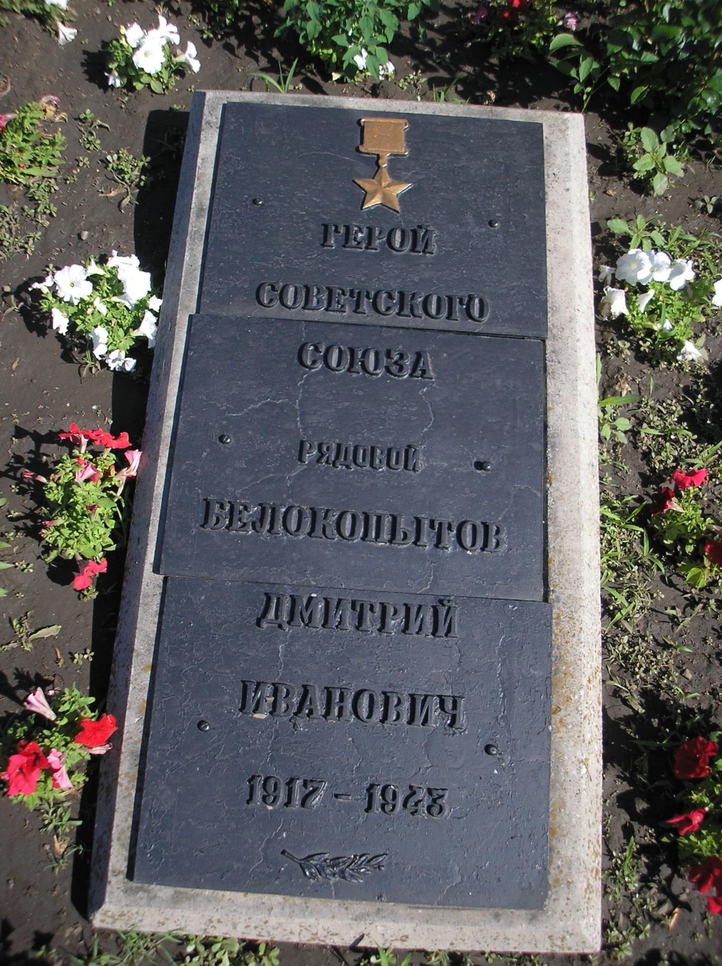 Могила Героя Советского Союза Дмитрия Белокопытова в г. Запорожье