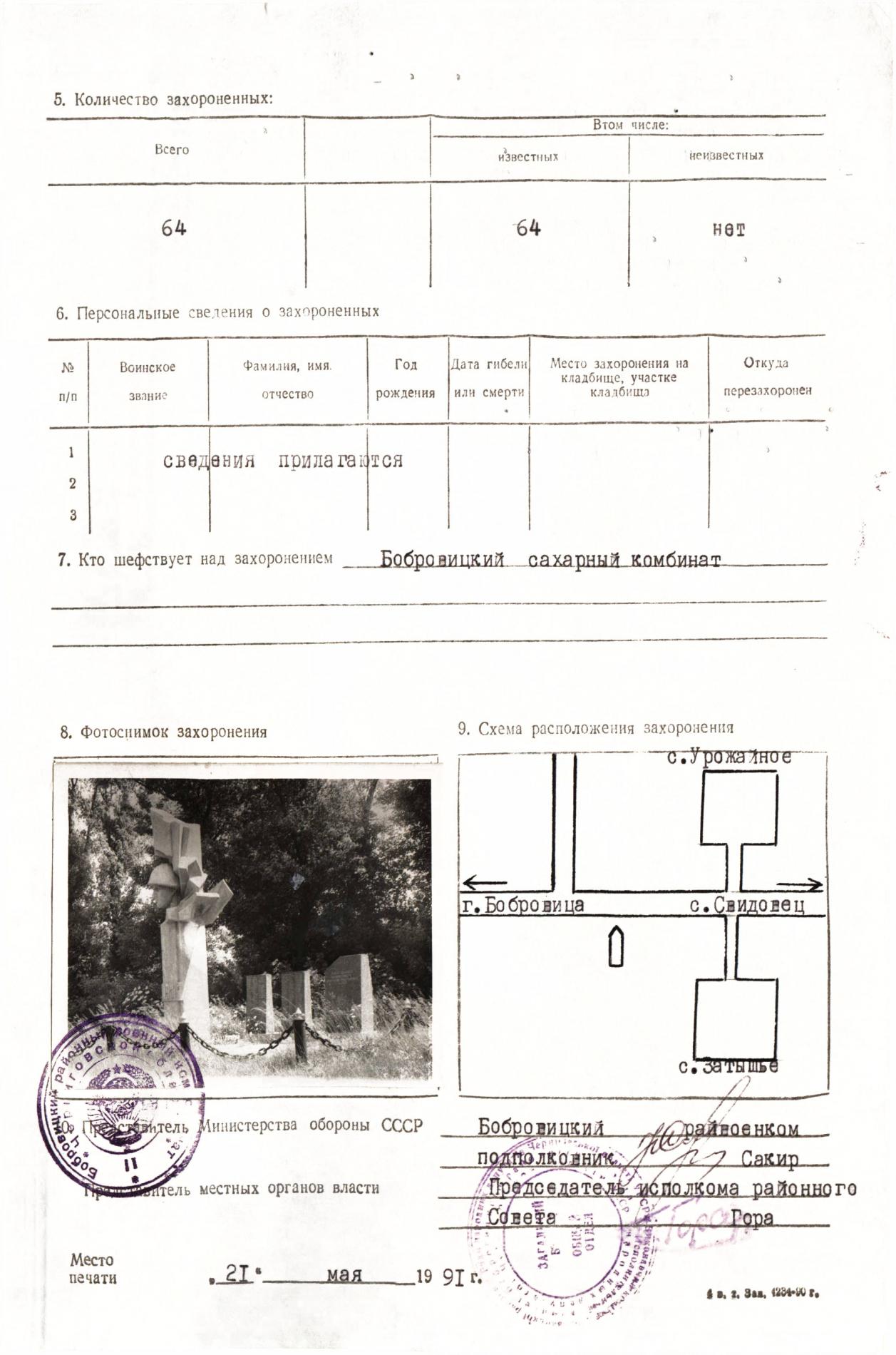 Братская могила по ул. 30 лет Победы в г. Бобровица