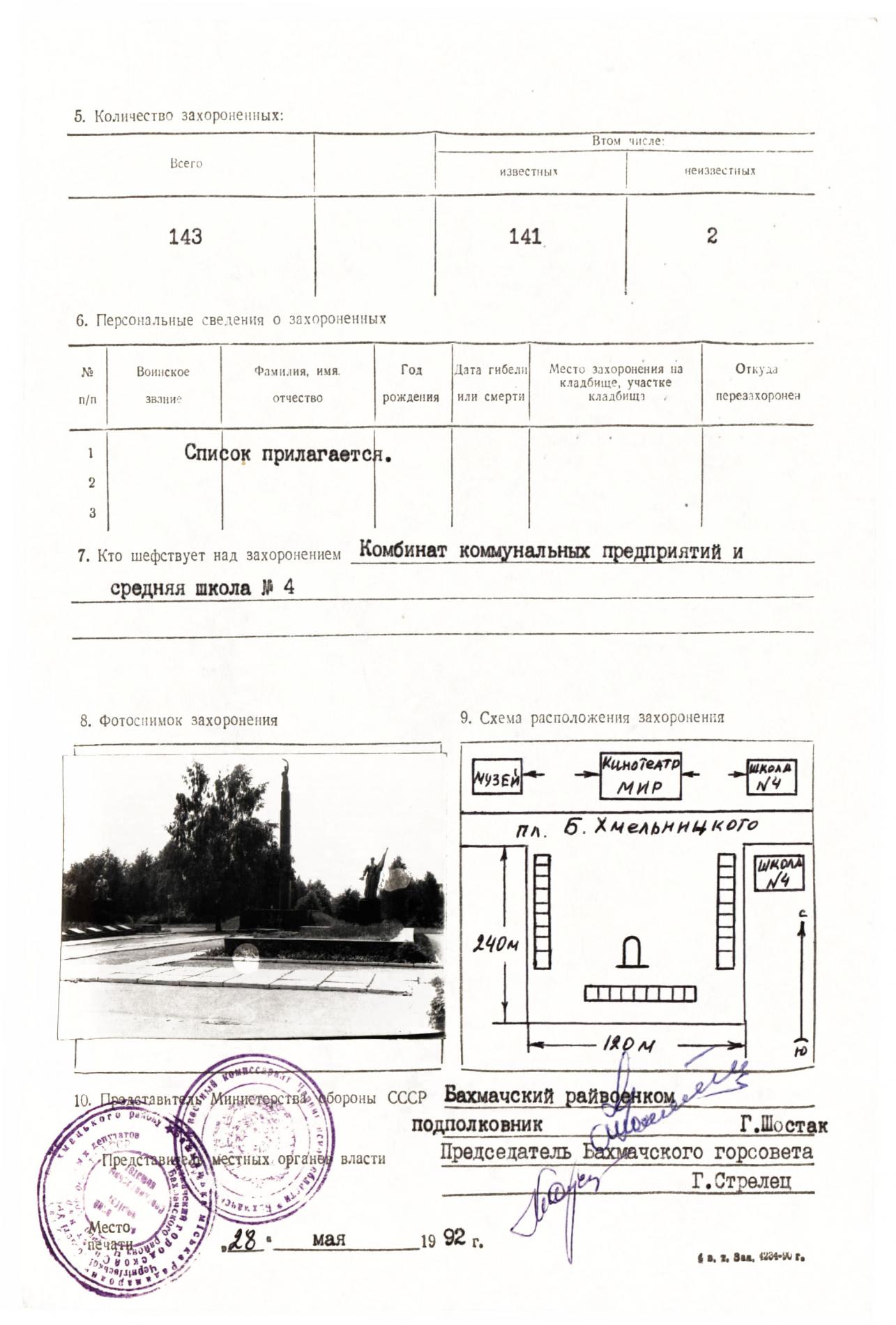 Братская могила в г. Бахмач Черниговской обл.