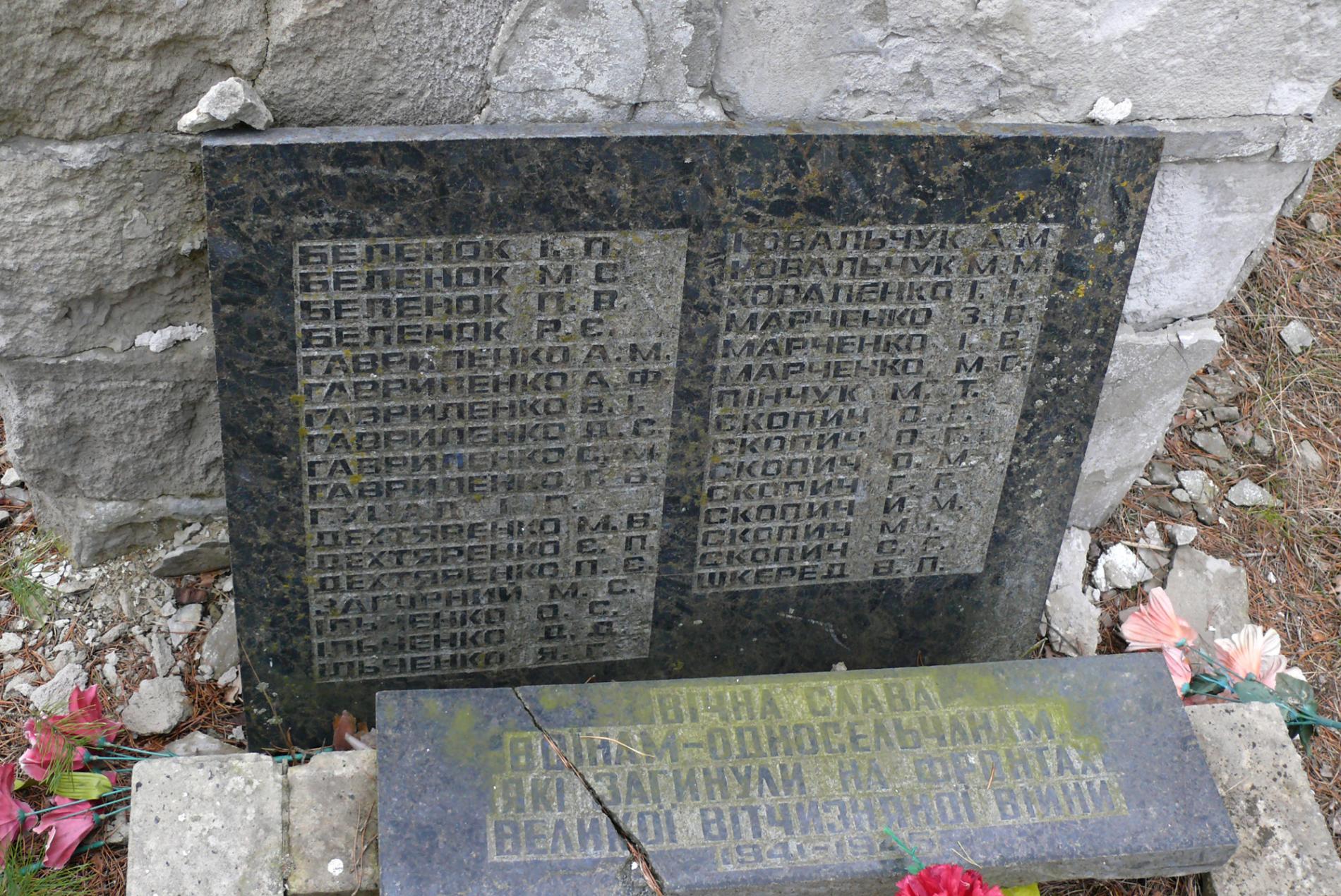 Памятник воинам-землякам в с. Городище, Чернобыльская зона отчуждения