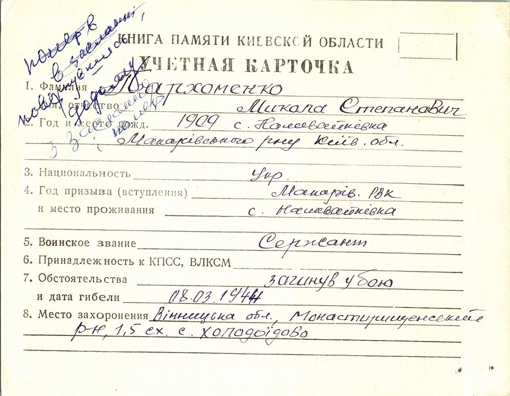 Мемориал погибшим односельчанам в с. Ивановка Богуславского района