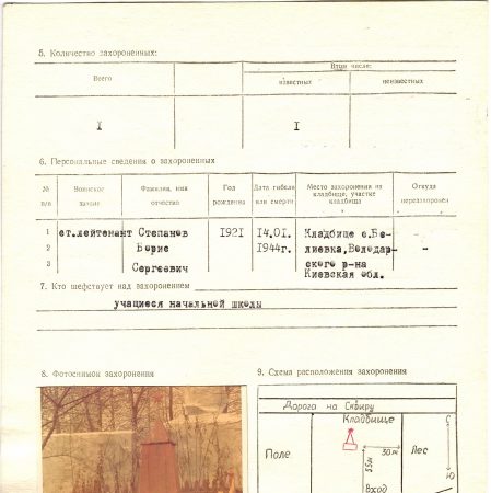 Могила старшего лейтенанта Степанова Б. С. в с. Белиевка Володарского района 