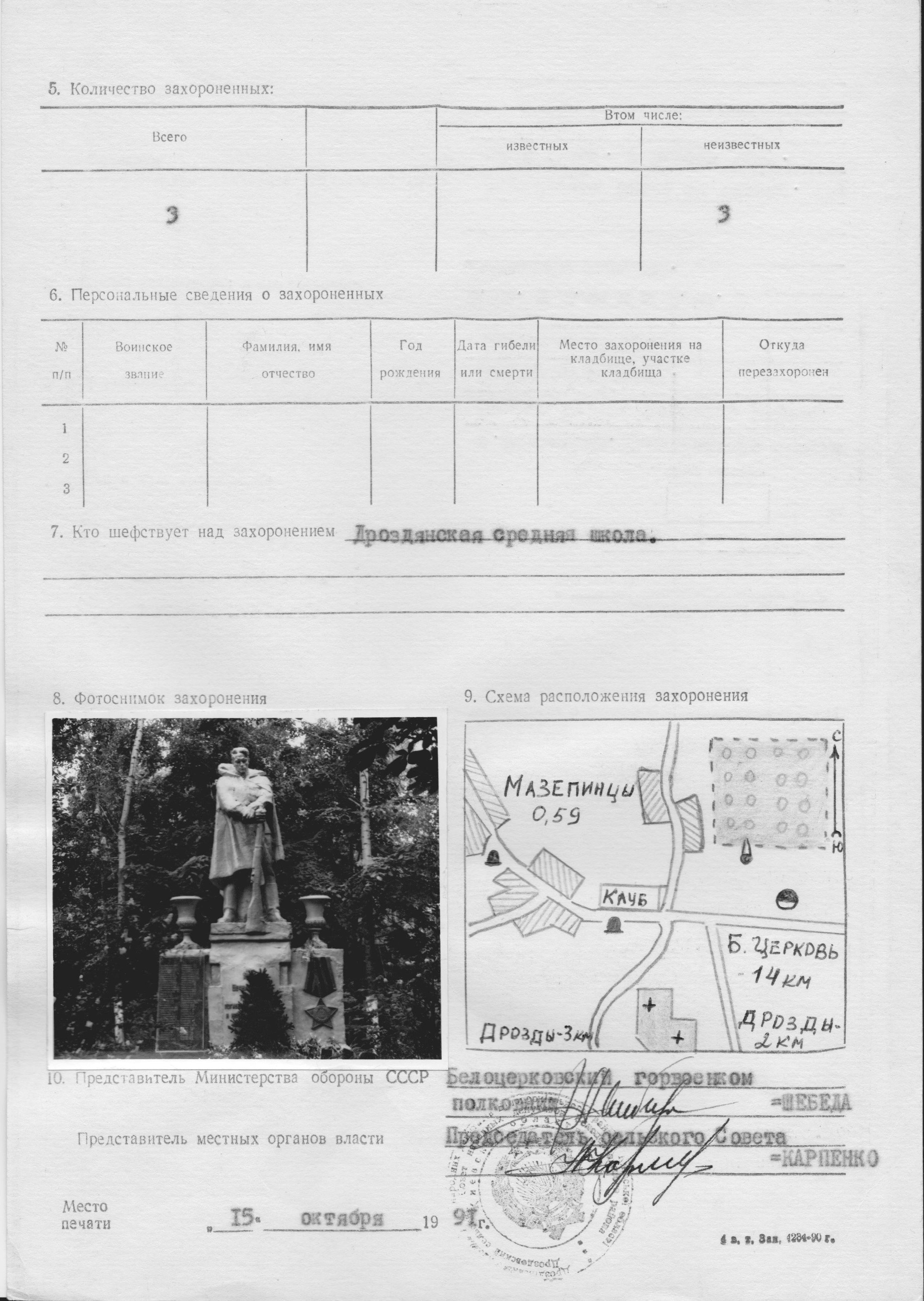 Братская могила в с. Мазепинцы Белоцерковского района