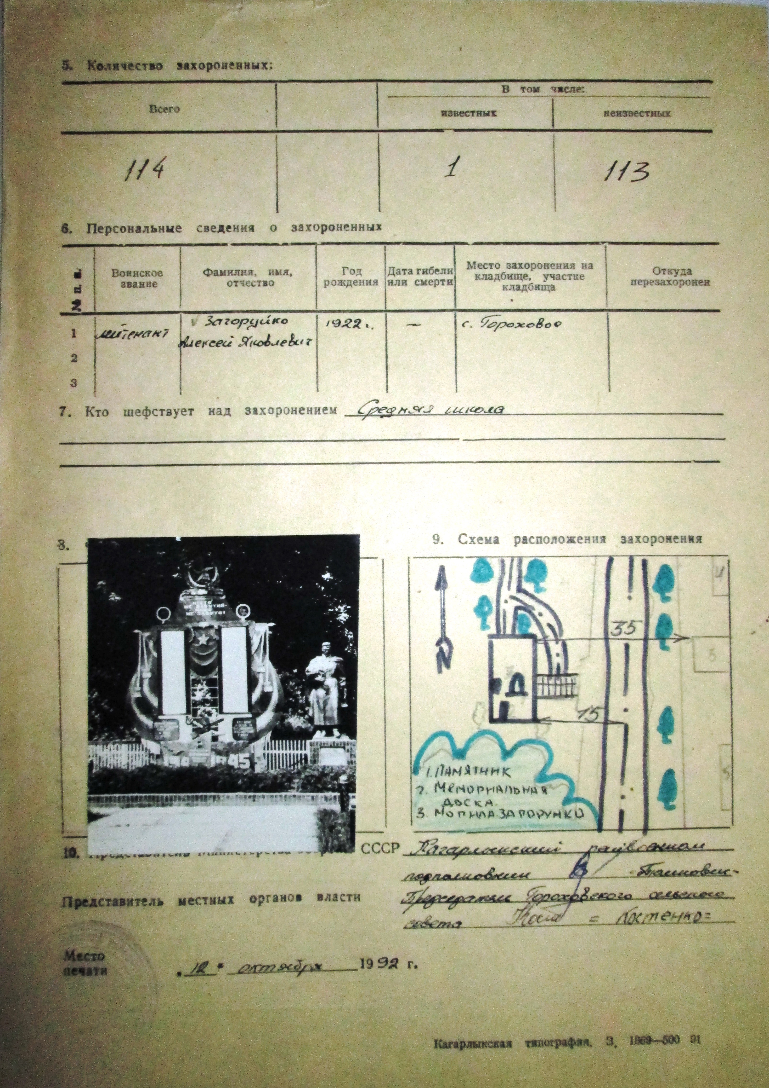 Братская могила в с. Гороховое Кагарлыкского района 
