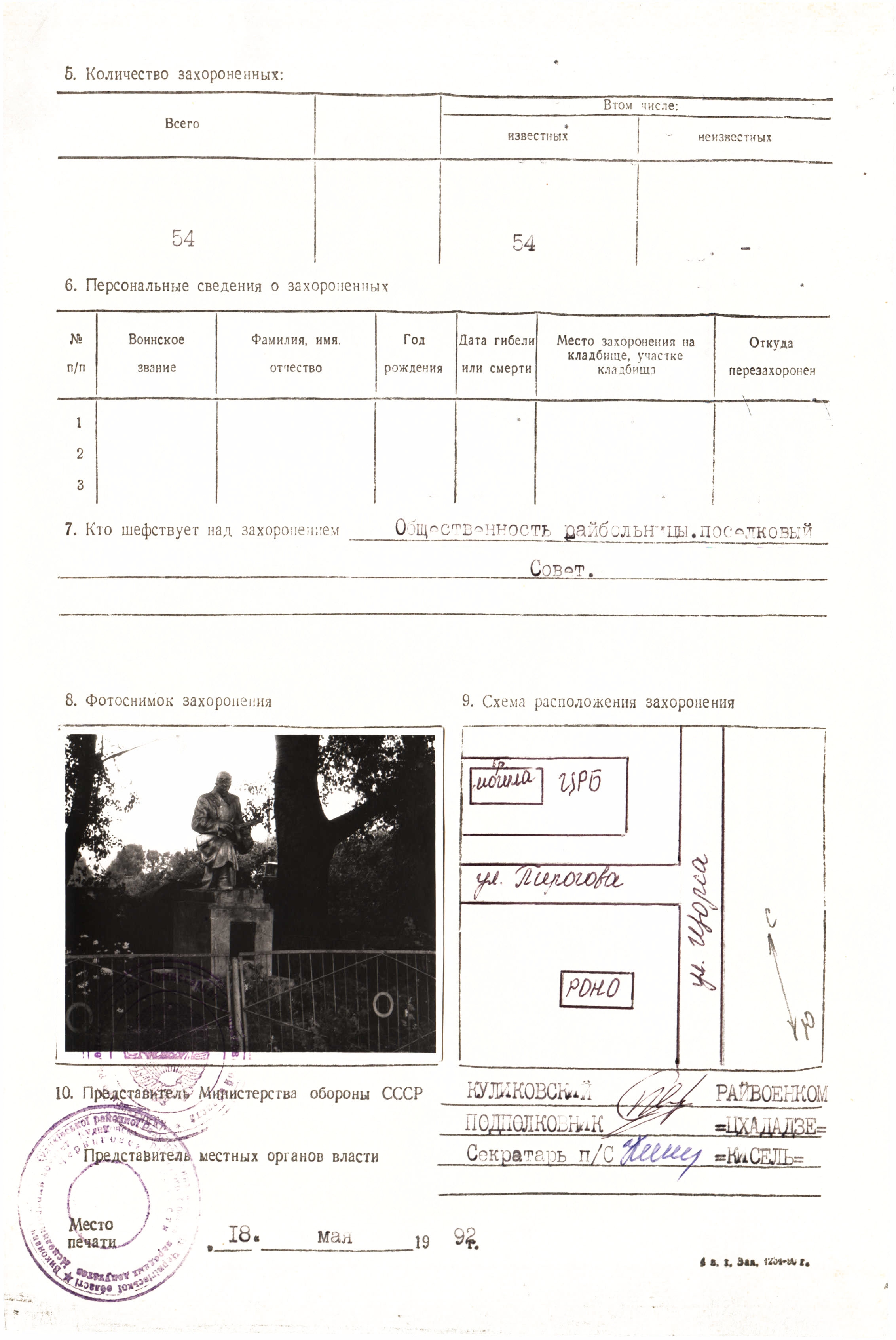 Братская могила у райбольницы в пгт Куликовка