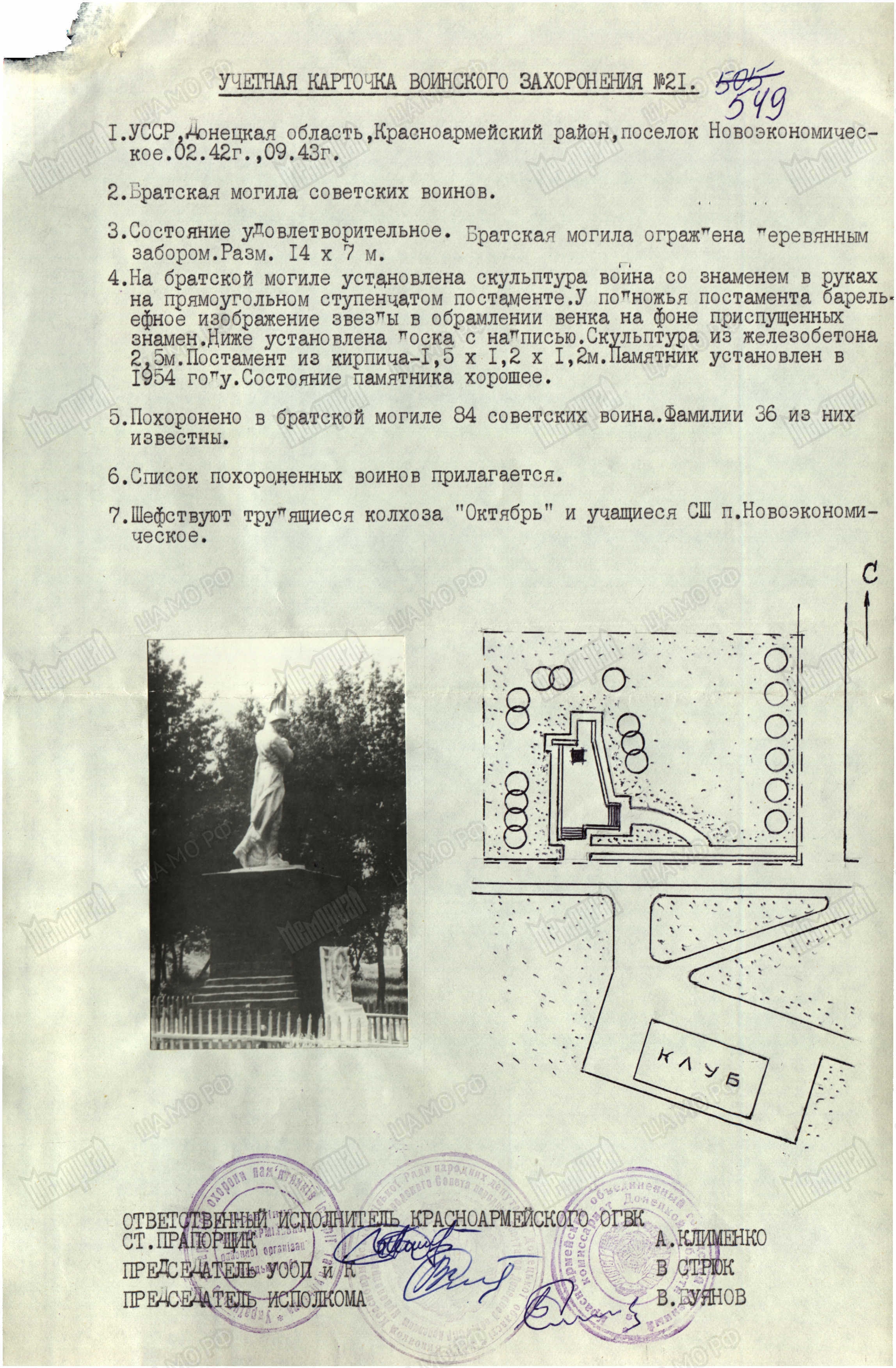 Братская могила в пгт. Новоэкономическое Красноармейского района