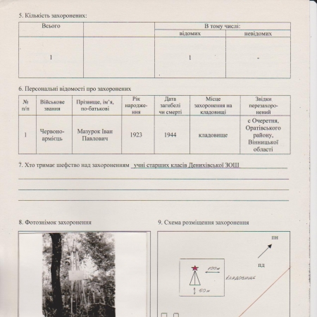 Одиночное захоронение в с. Дибровка Тетиевского района