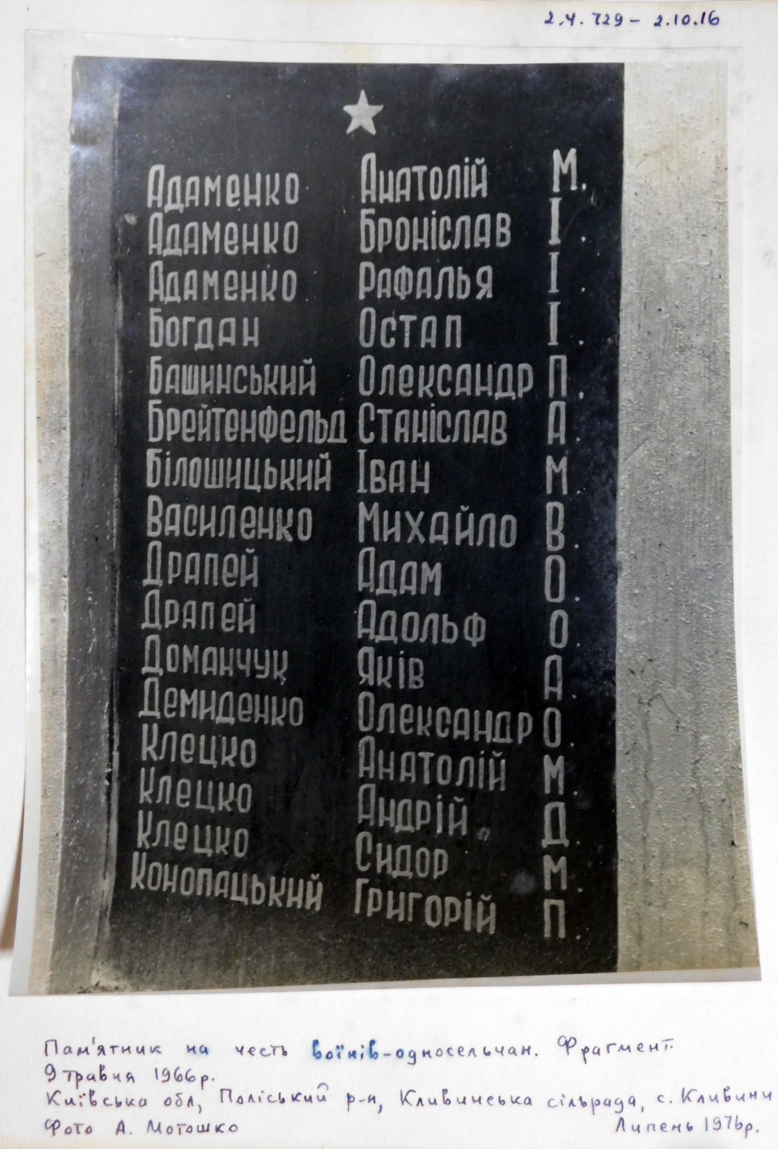 Памятник односельчанам в с. Кливины