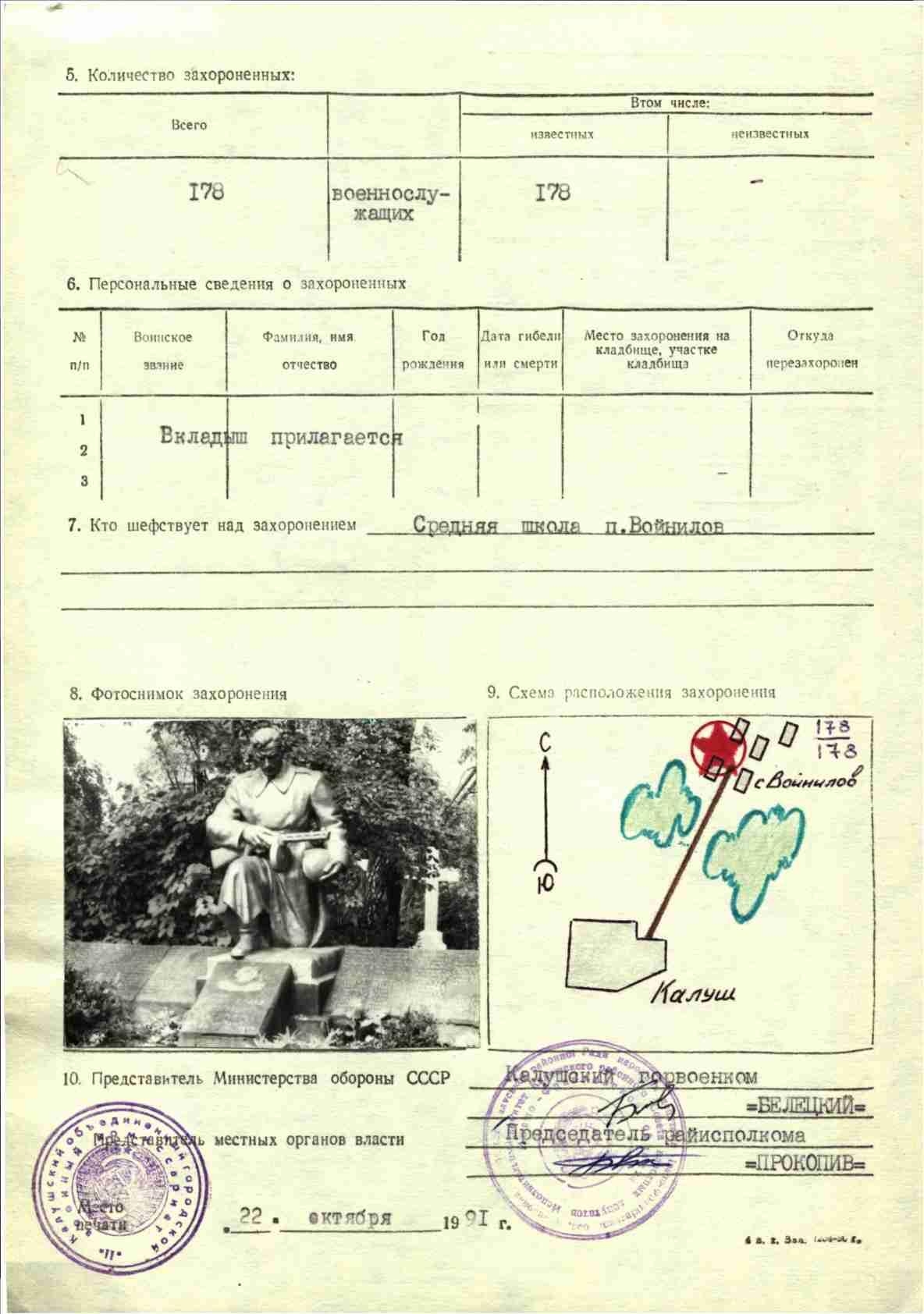 Братская могила на кладбище пгт. Войнилов Калушского района