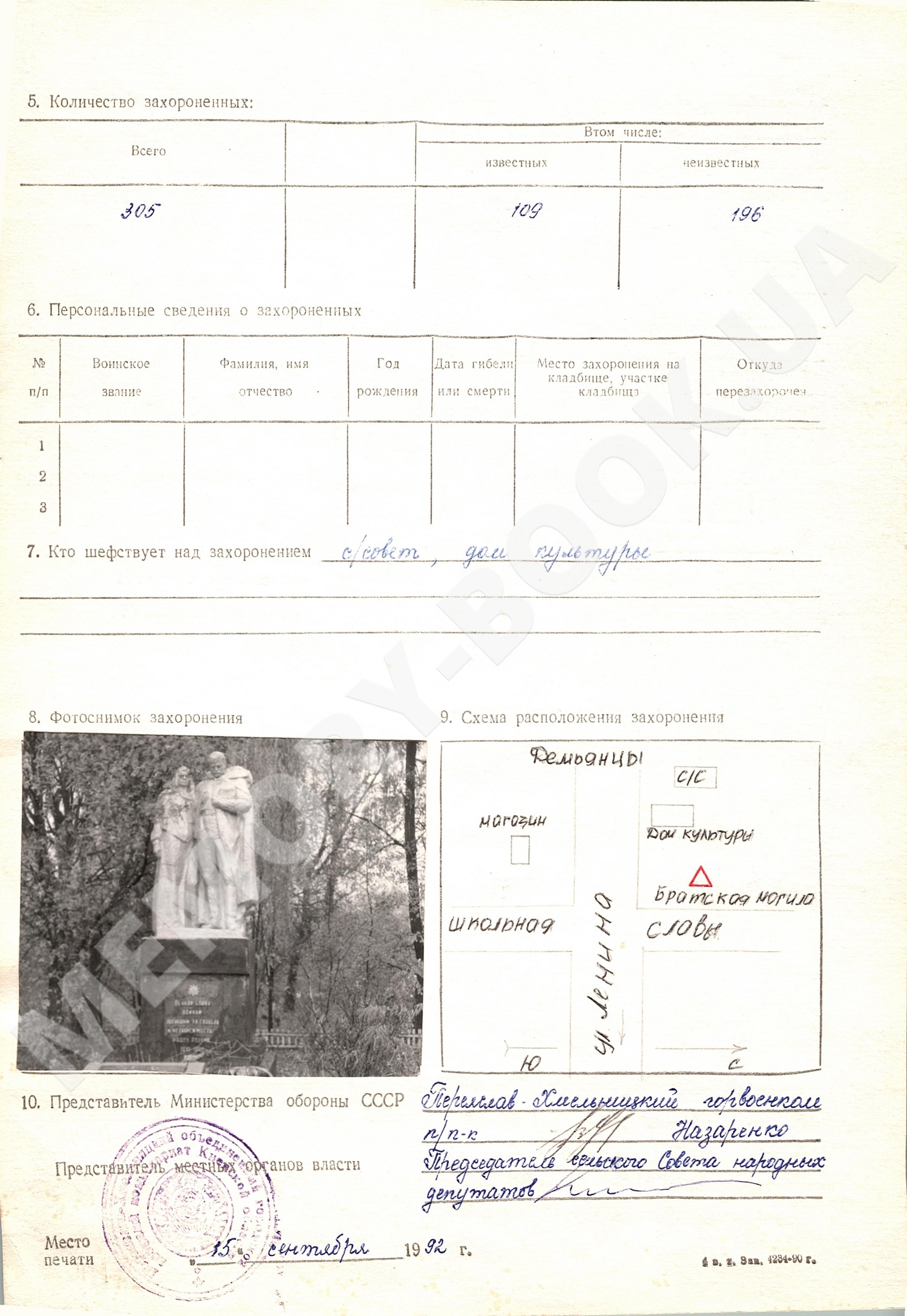 Братская могила в с. Демьянцы Переяслав-Хмельницкого района