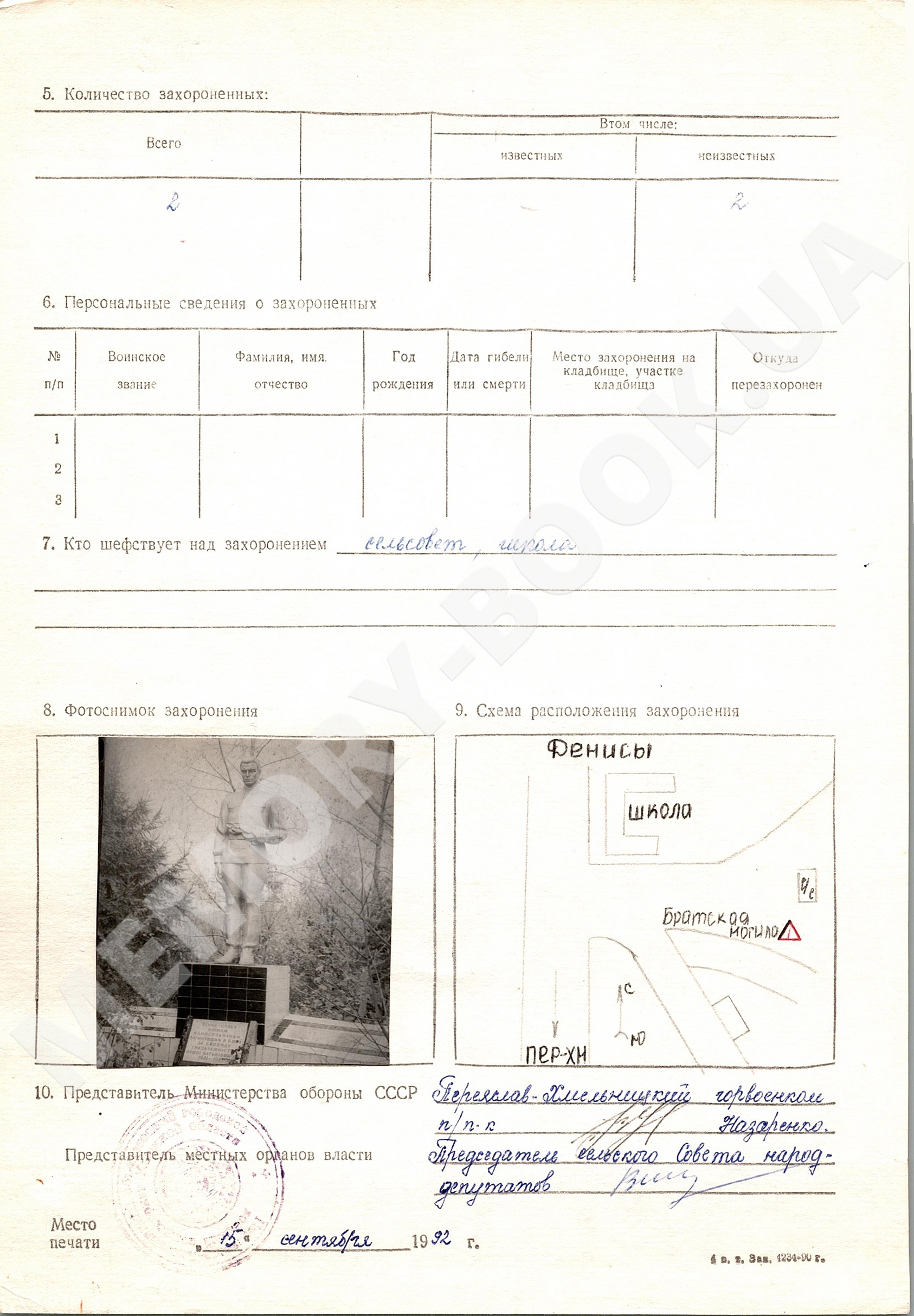 Братская могила в с. Денисы Переяслав-Хмельницкого района 