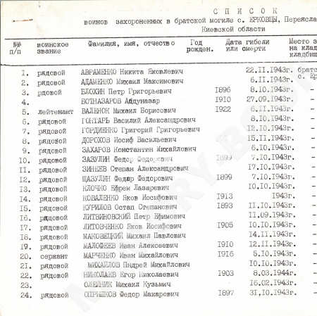 Братская могила в с. Ерковцы Переяслав-Хмельницкого района