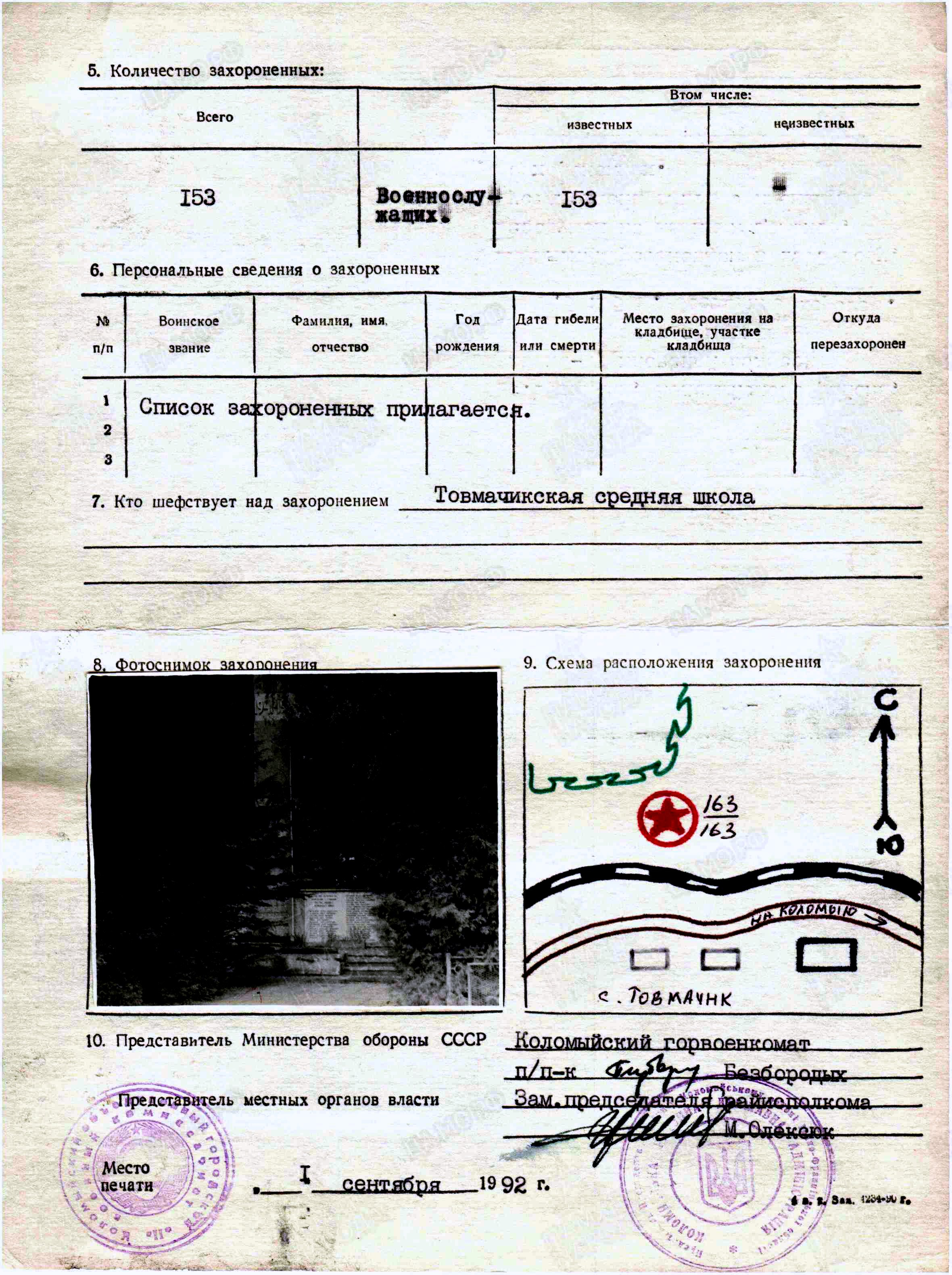 Братская могила в с. Товмачик Коломыйского района