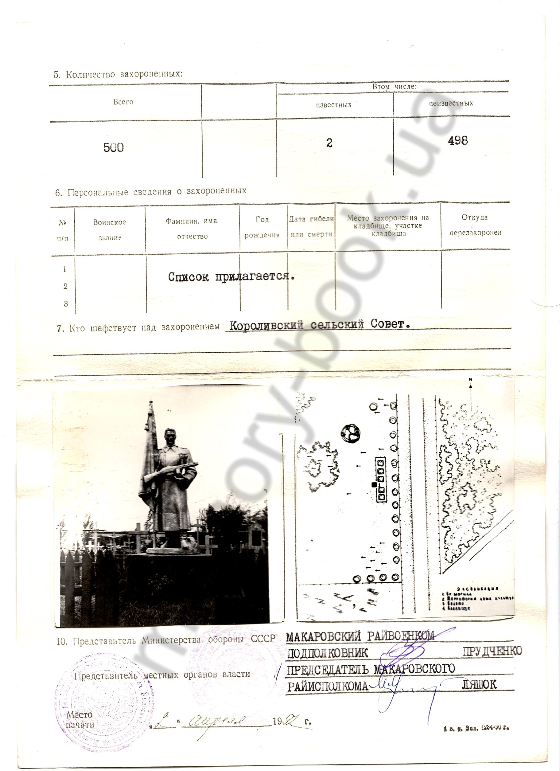 Братская могила на кладбище с. Королевка Макаровского района
