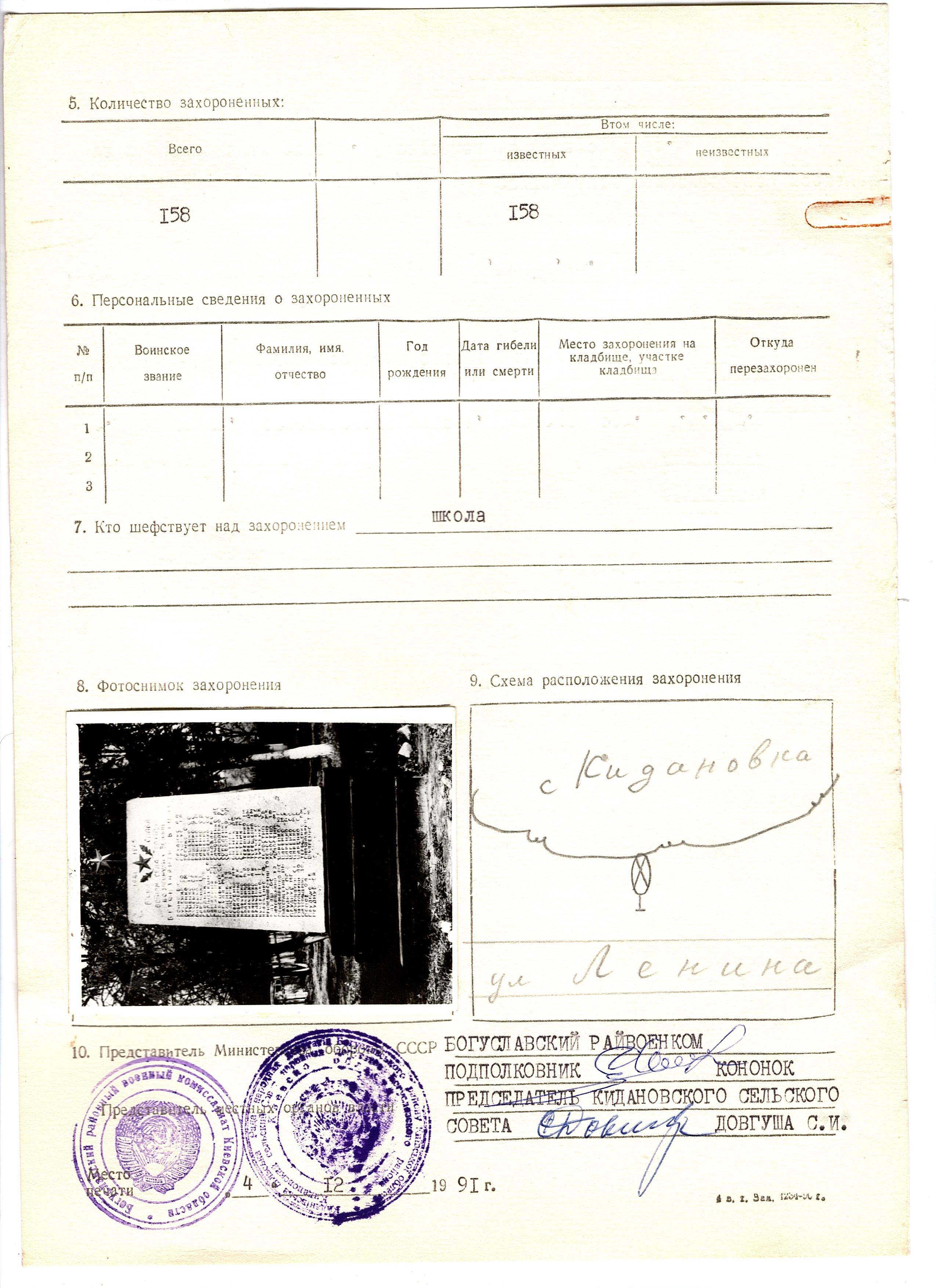 Памятник погибшим односельчанам в с. Кидановка Богуславского района