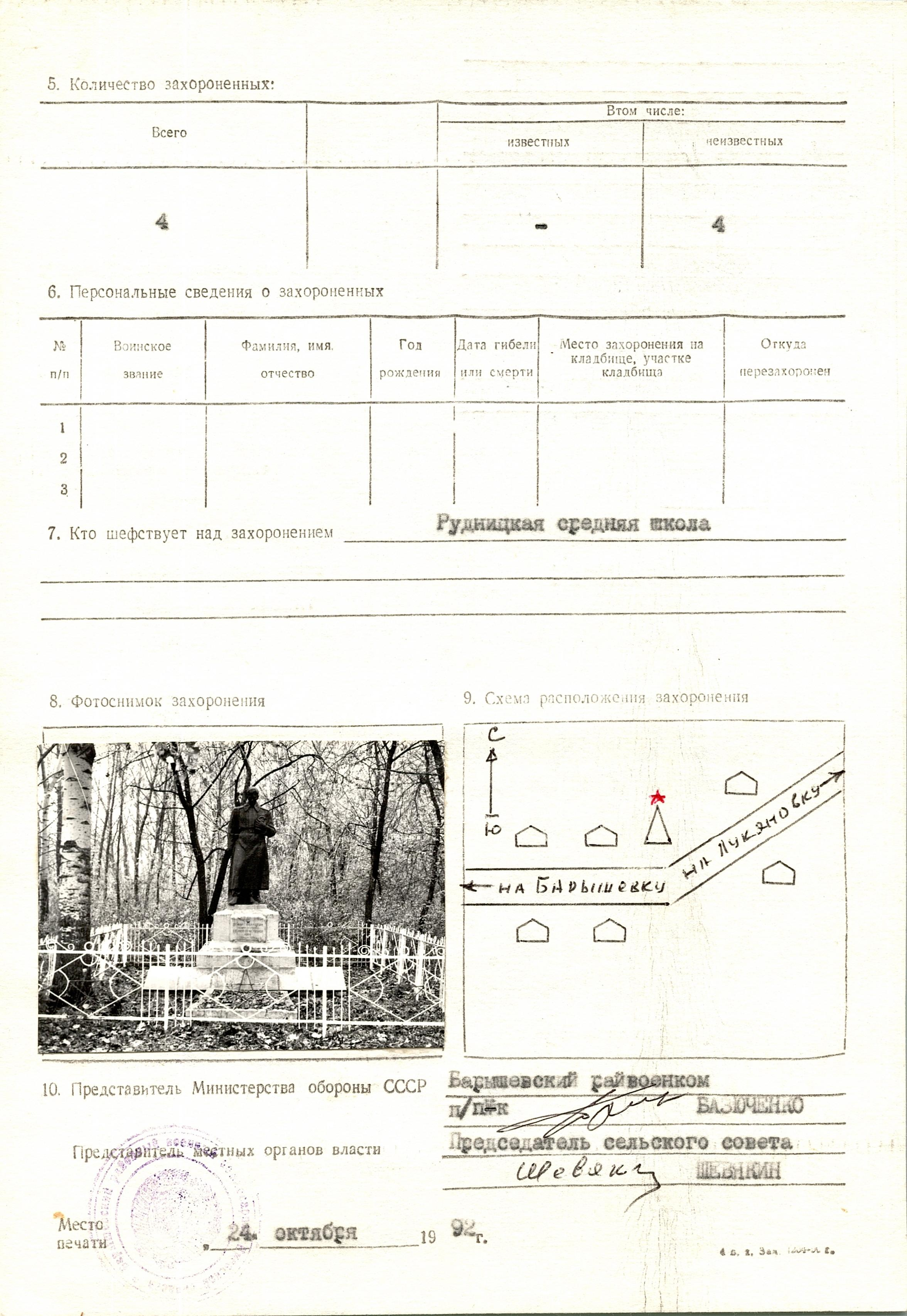 Братская могила в с. Рудницкое Барышевского района