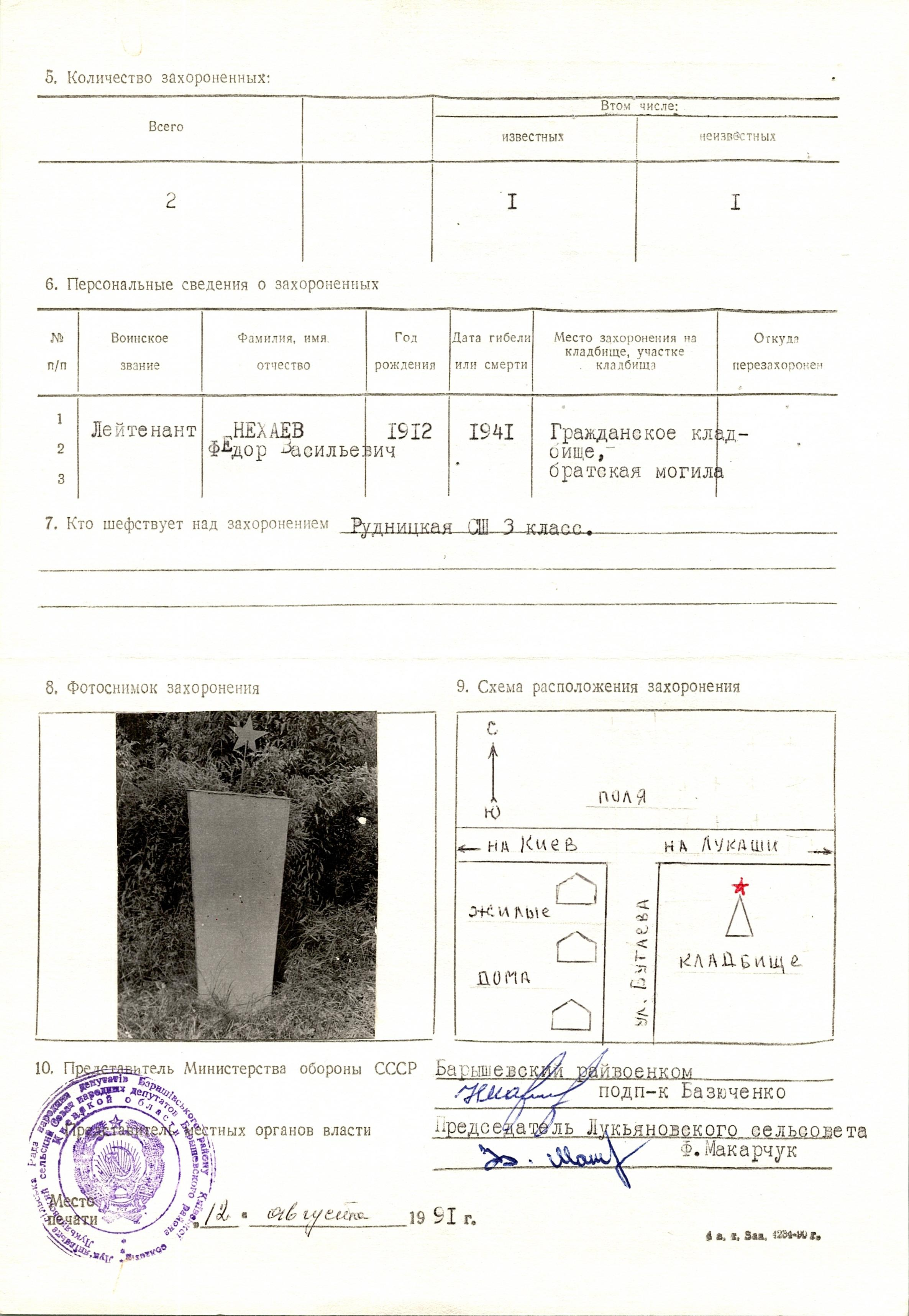 Братская могила на кладбище в с. Лукьяновка Барышевского района