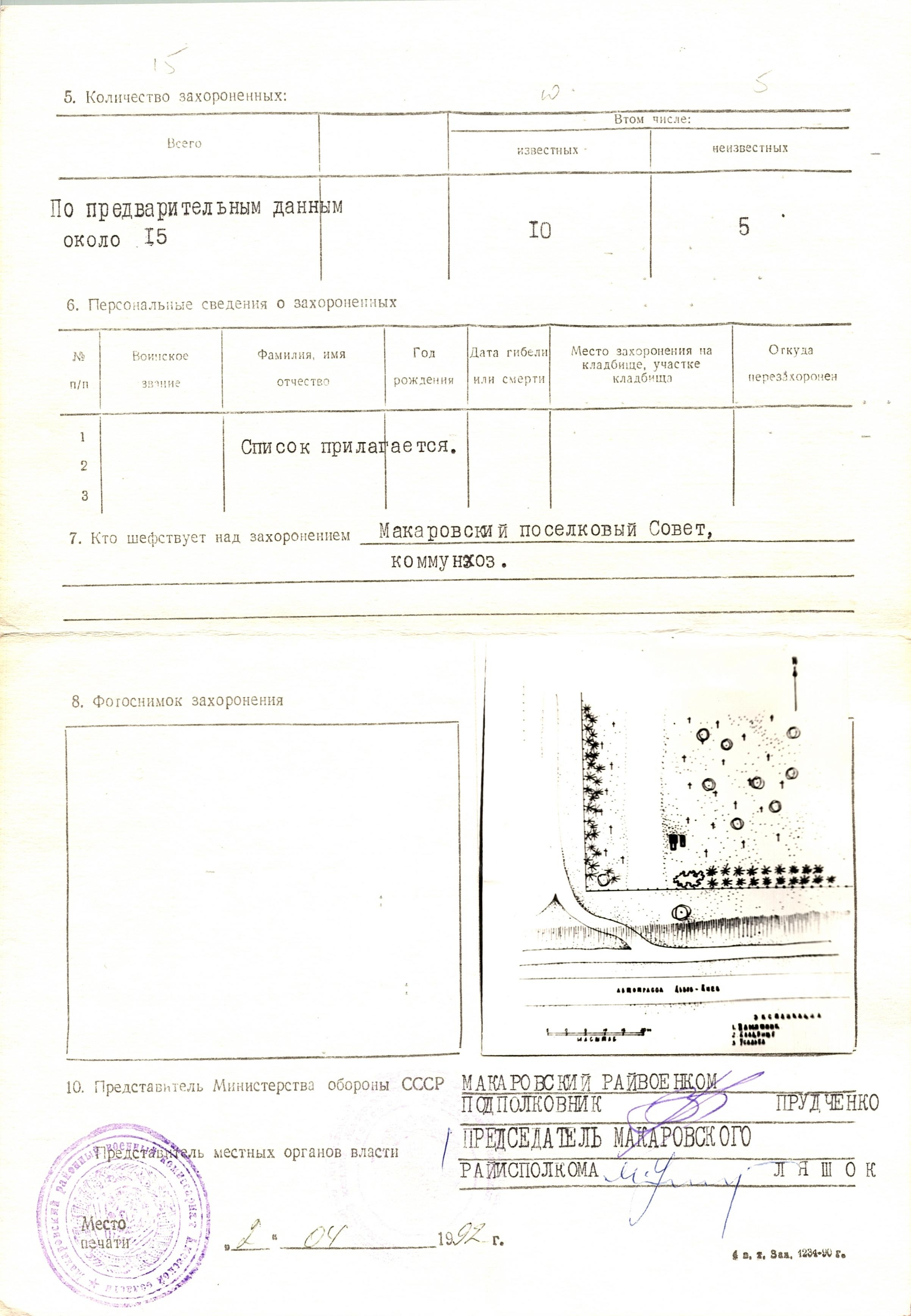 Братская могила в с. Калиновка Макаровского района