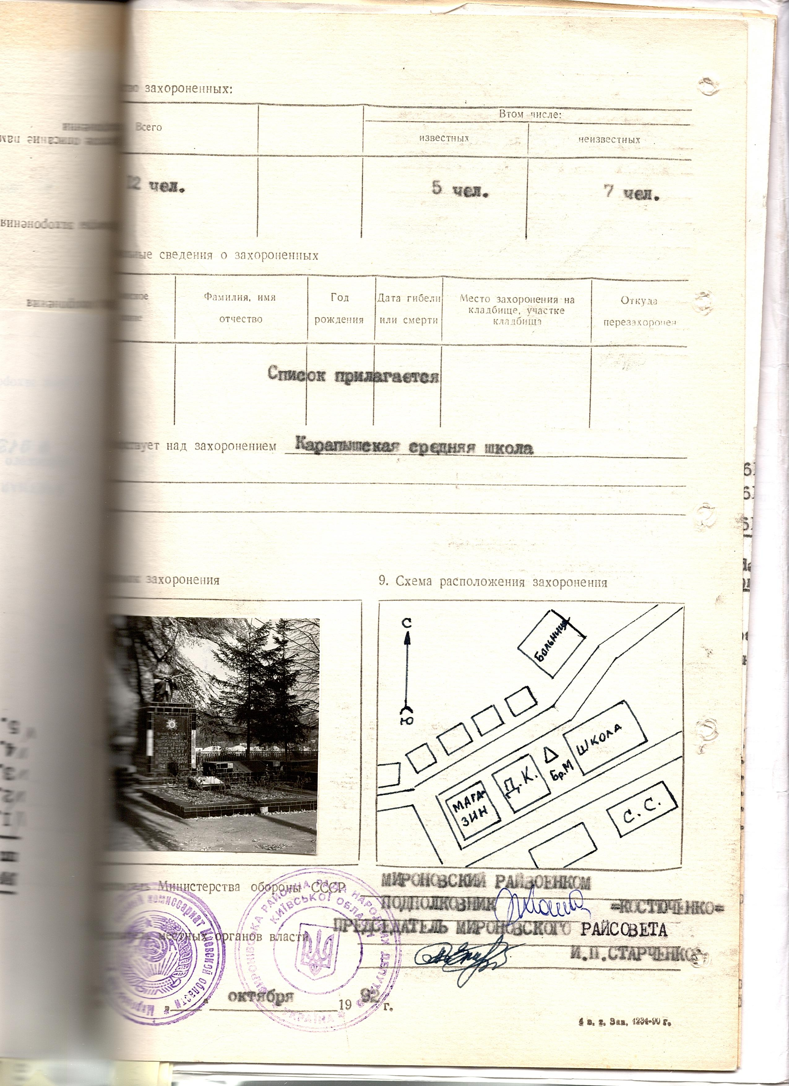 Братская могила в с. Карапыши Мироновского района