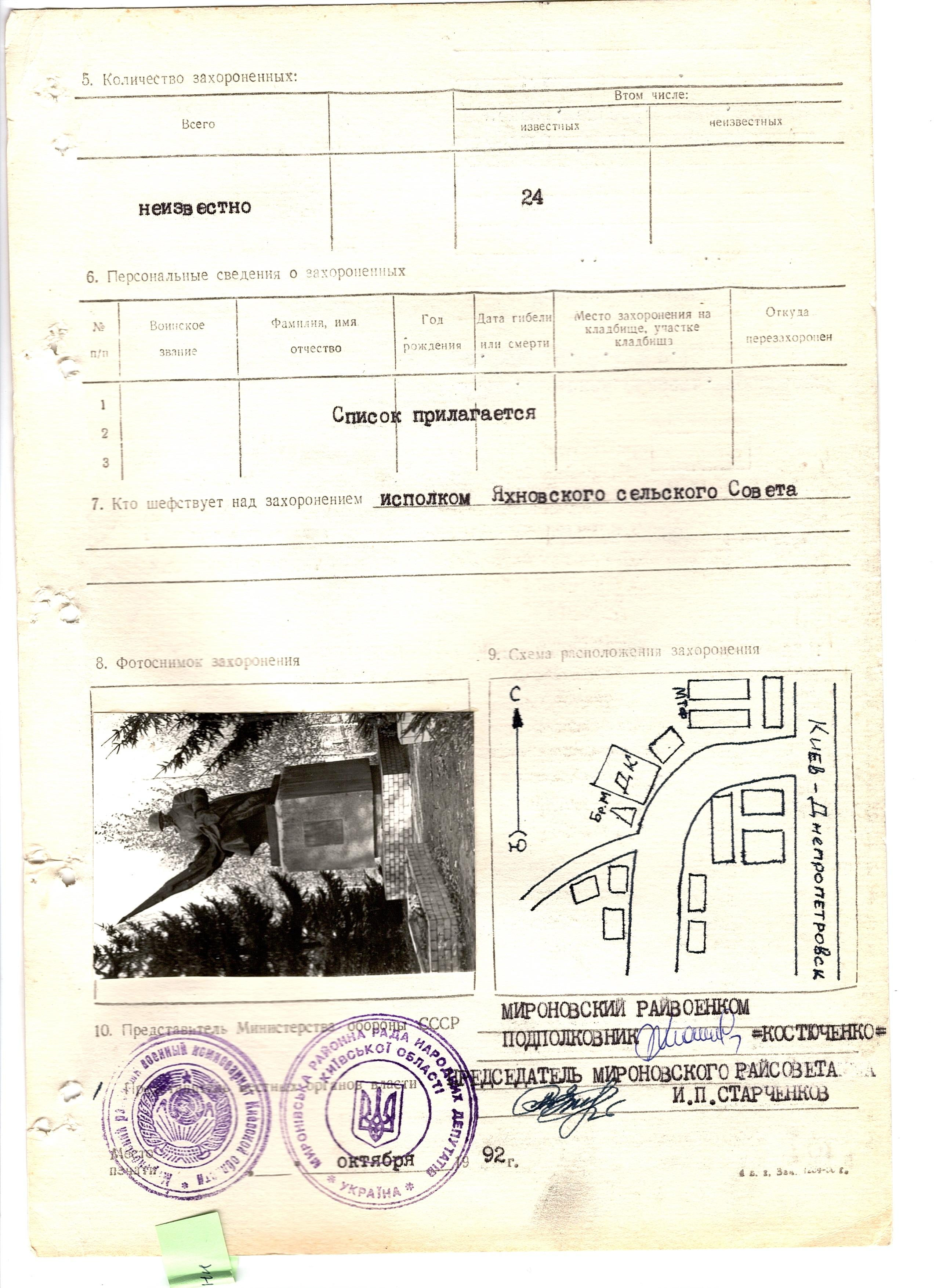 Братская в могила в с. Яхны Мироновского