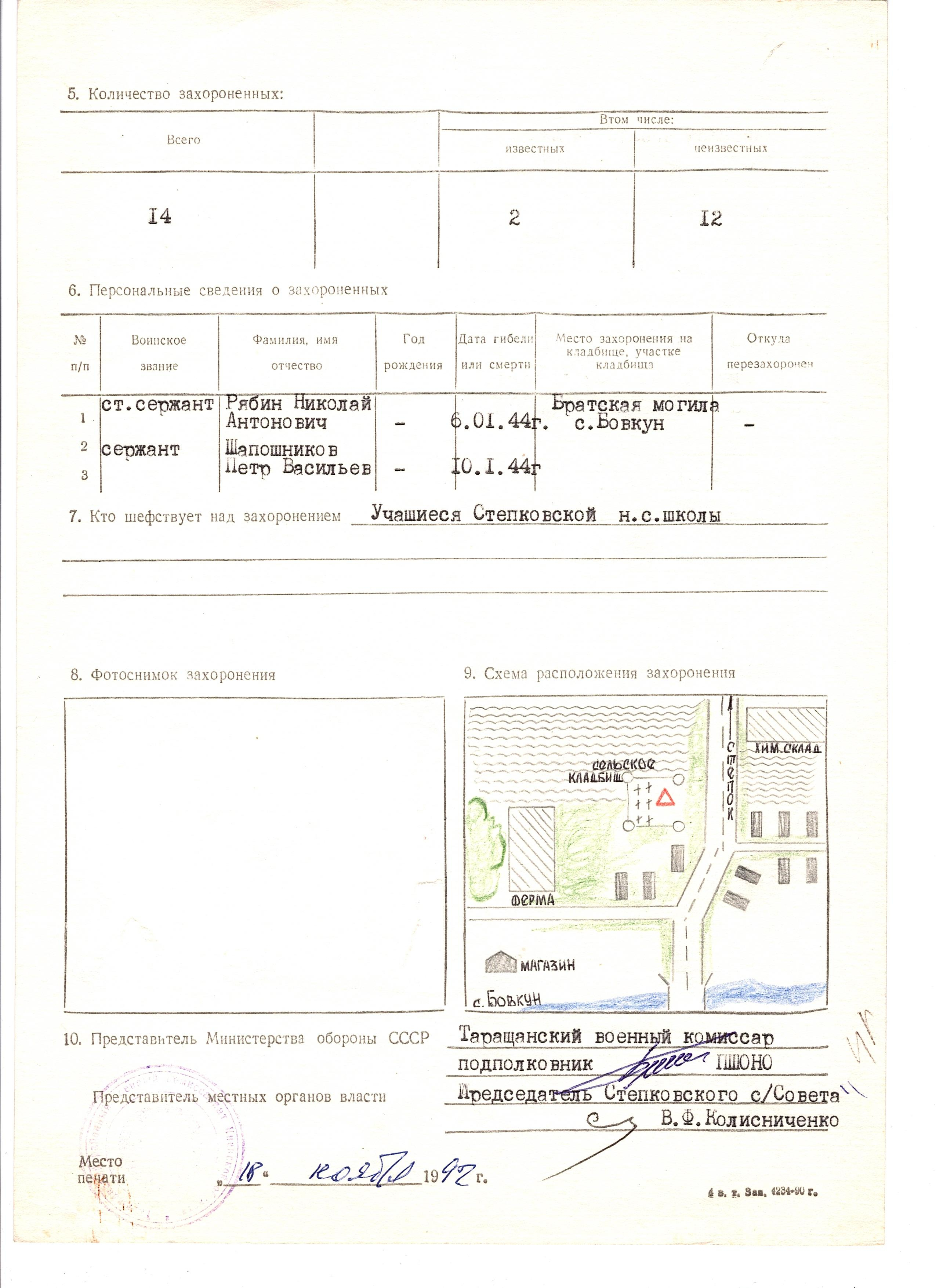 Братская могила в с. Бовкун Таращанского района