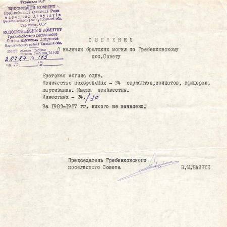 Братская могила в с. Гребенки Васильковского района