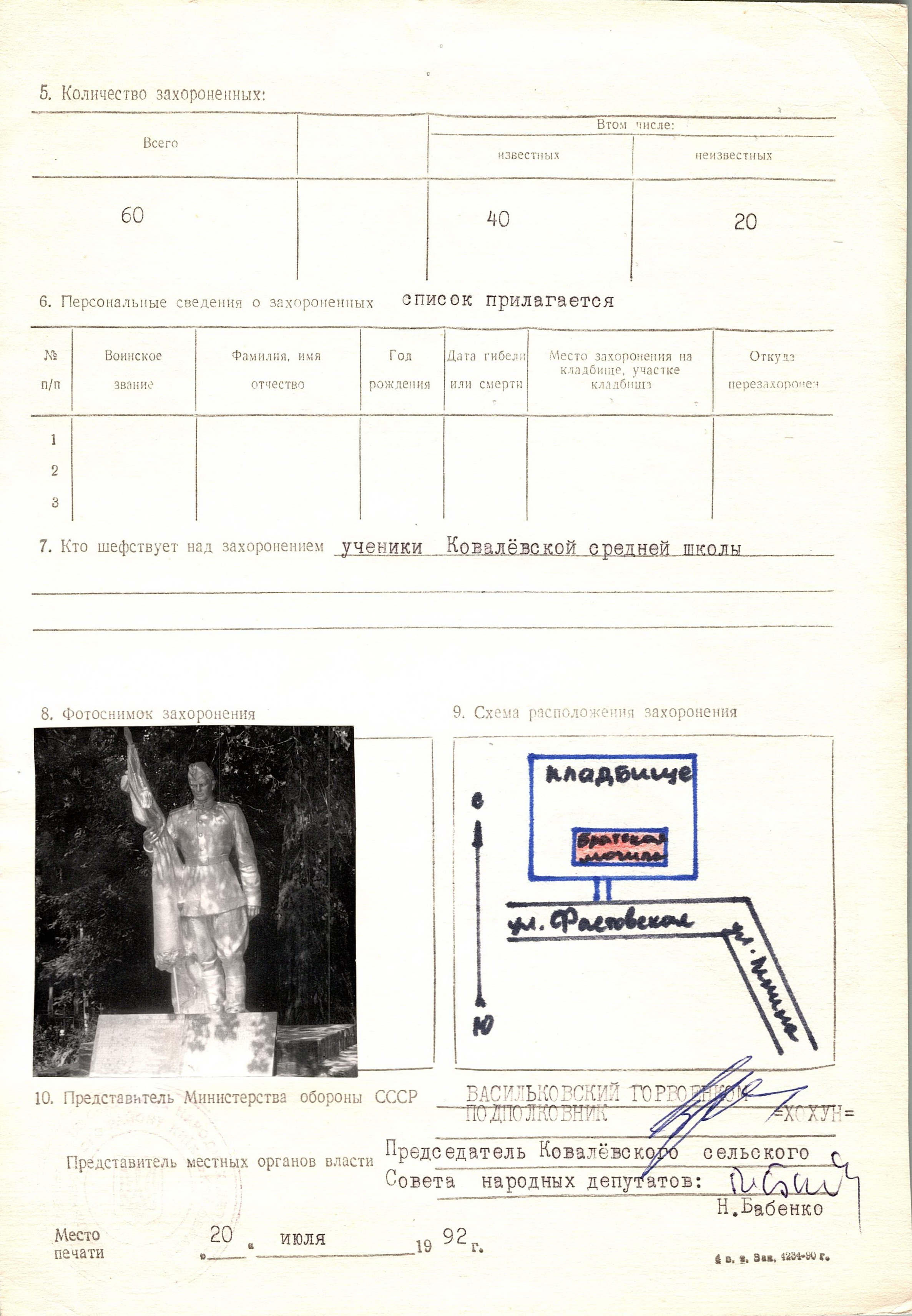 Братская могила в с. Ковалевка Васильковского района